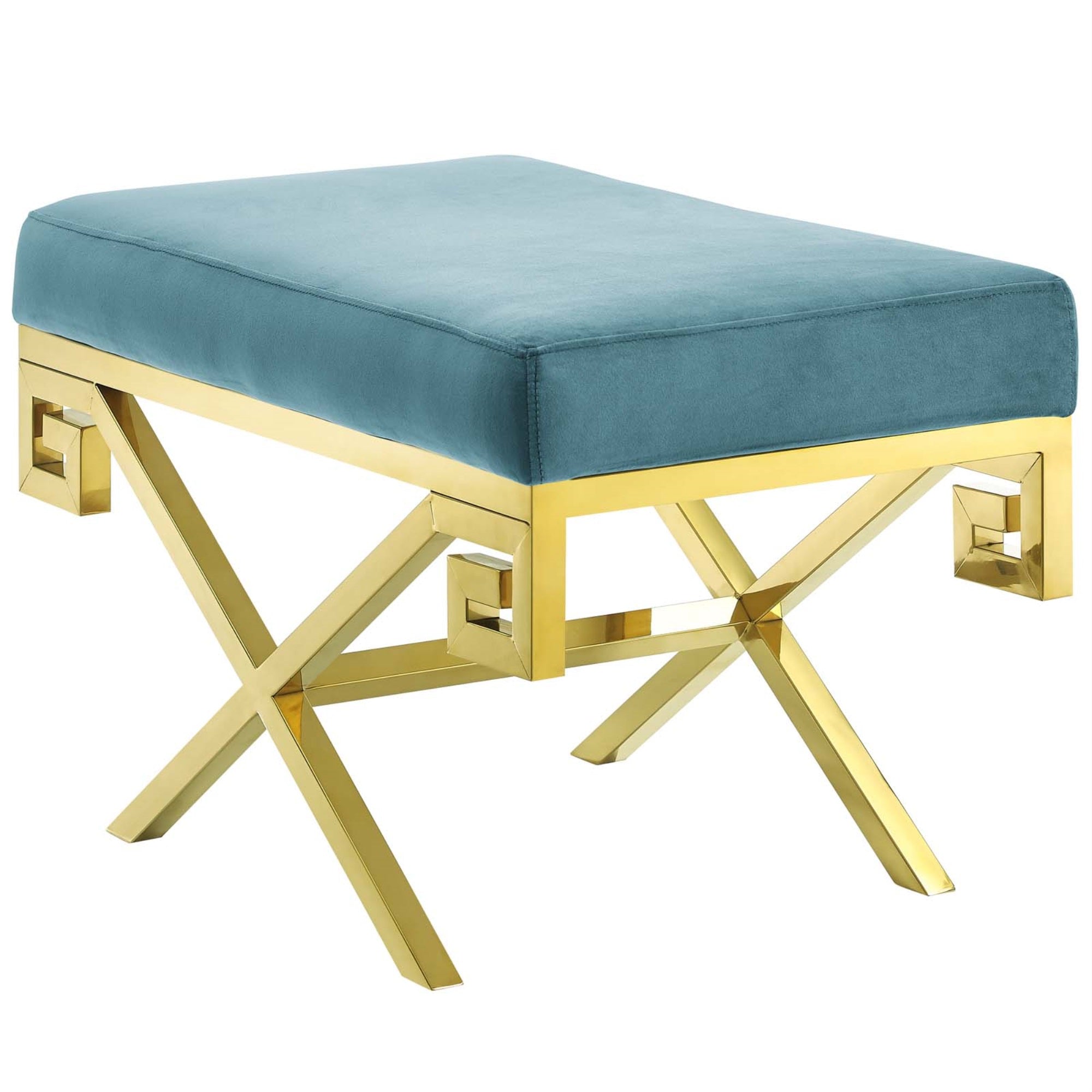 Rove Performance Velvet Accent Bench - Contemporary Charm, Gold Stainless Steel Base, Stain-Resistant Velvet Upholstery, Captivating Statement