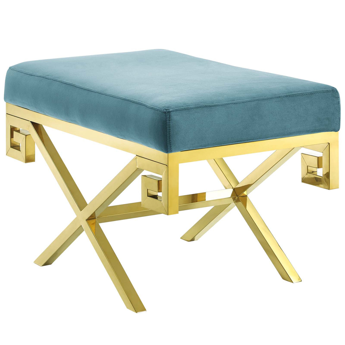 Rove Velvet Bench - Sea Blue