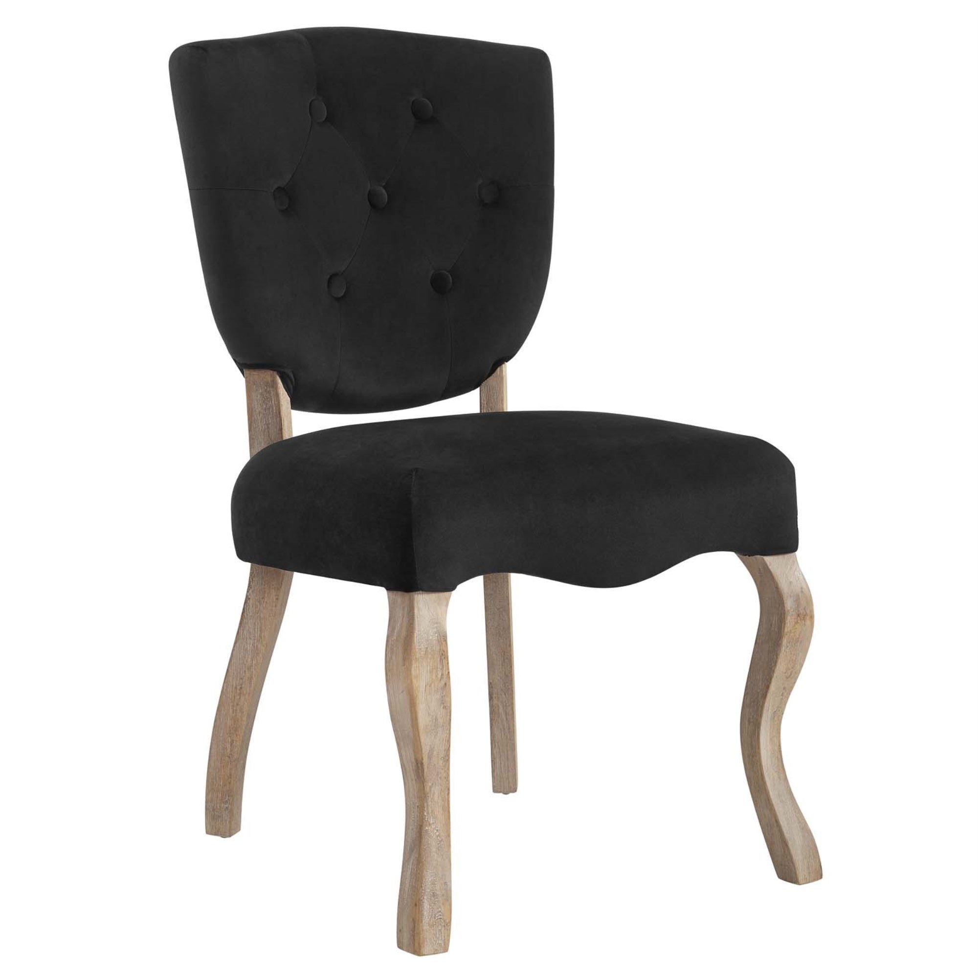 Array Vintage French Dining Side Chair - Serene Atmosphere, Weathered Wood Legs, Button Tufted Shield Back, Comfortable Padded Seat, Non-Marking Foot Caps, Fully Assembled, Supports 331 Lbs.