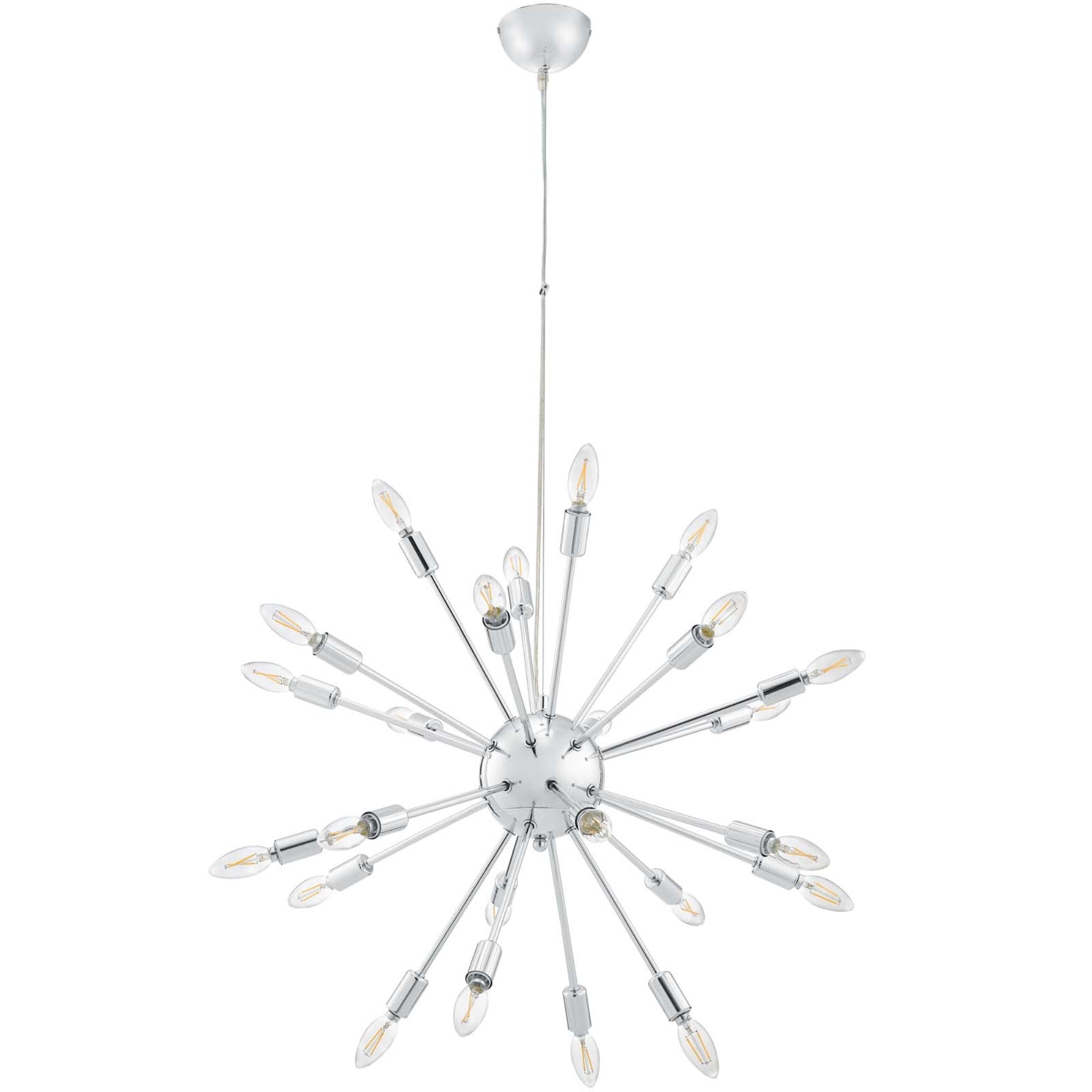 Stunning Gamut Chandelier - Illuminate Spacious Rooms & Events - Adjustable Cord - Chrome-Plated Steel Base - Endless Possibilities - Festive Atmosphere - Colorful Or Classic White Bulbs - Exquisite Design