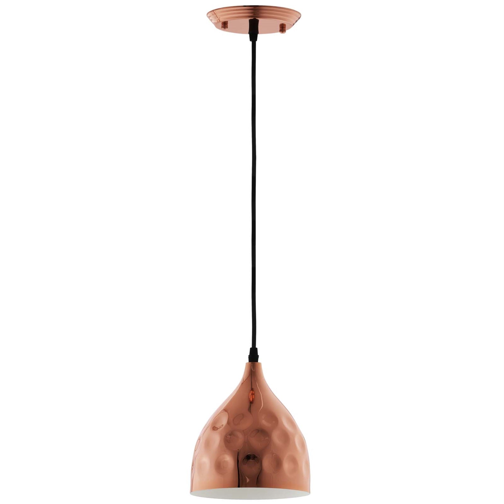Elegant Dimple Pendant Ceiling Light With Adjustable Height And Hammered Steel Surface - Rose Gold Plated Iron - Bulb Not Included