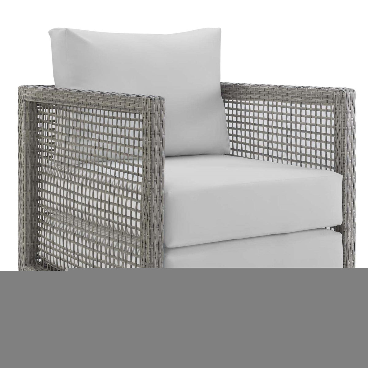 Casafoyer Aura Wicker Rattan Outdoor Patio Arm Chair With Cushions In Gray White