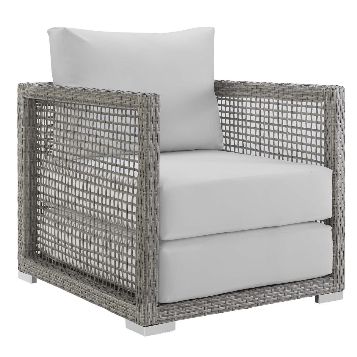 Aura Rattan Outdoor Patio Armchair - Gray White
