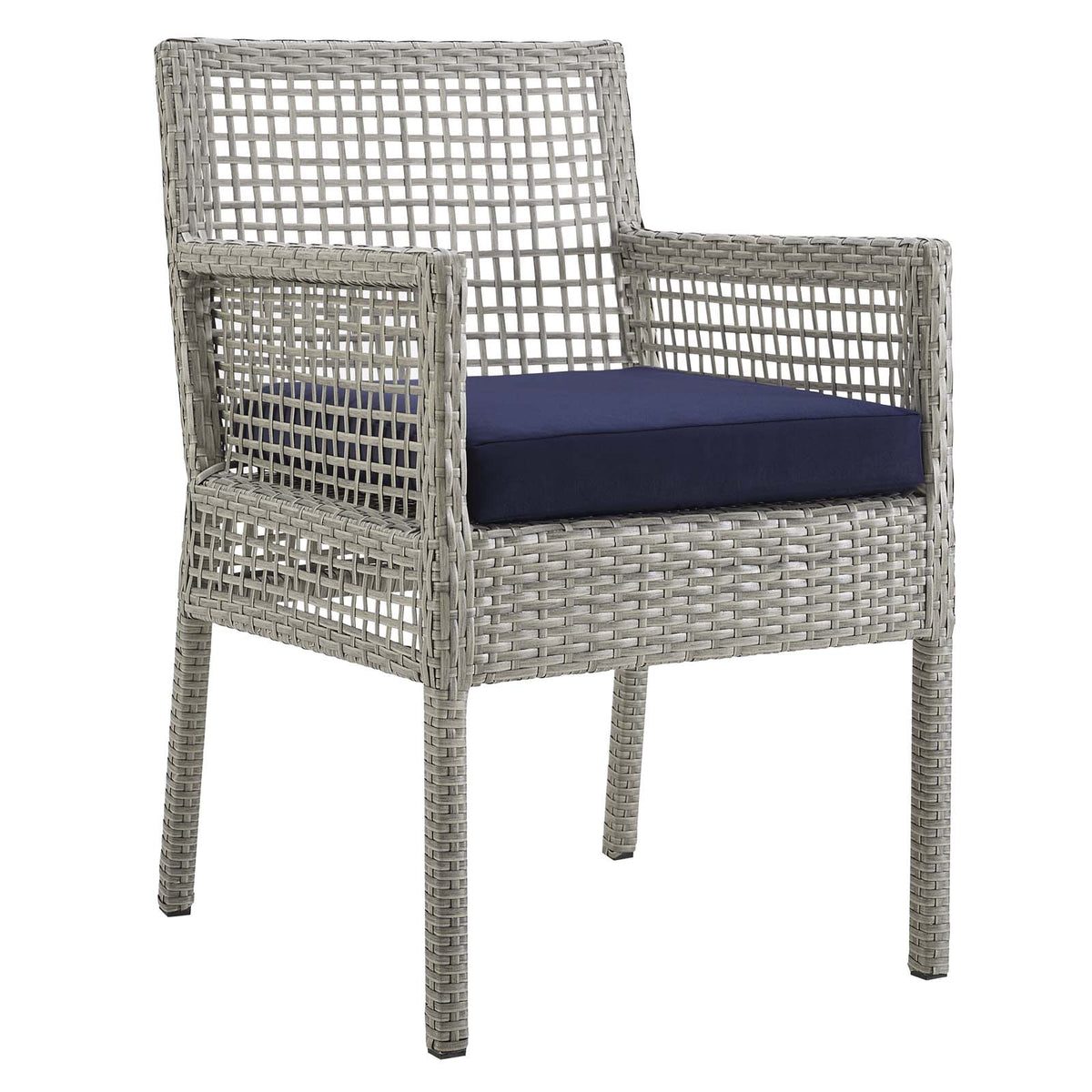 Aura Outdoor Patio Wicker Rattan Dining Armchair - Gray Navy
