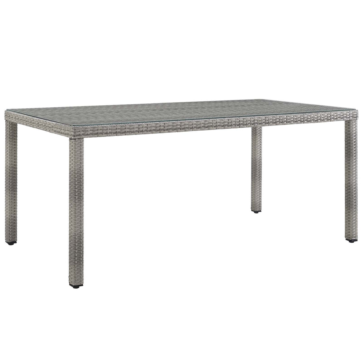 Aura 68' Outdoor Patio Wicker Rattan Dining Table - Gray