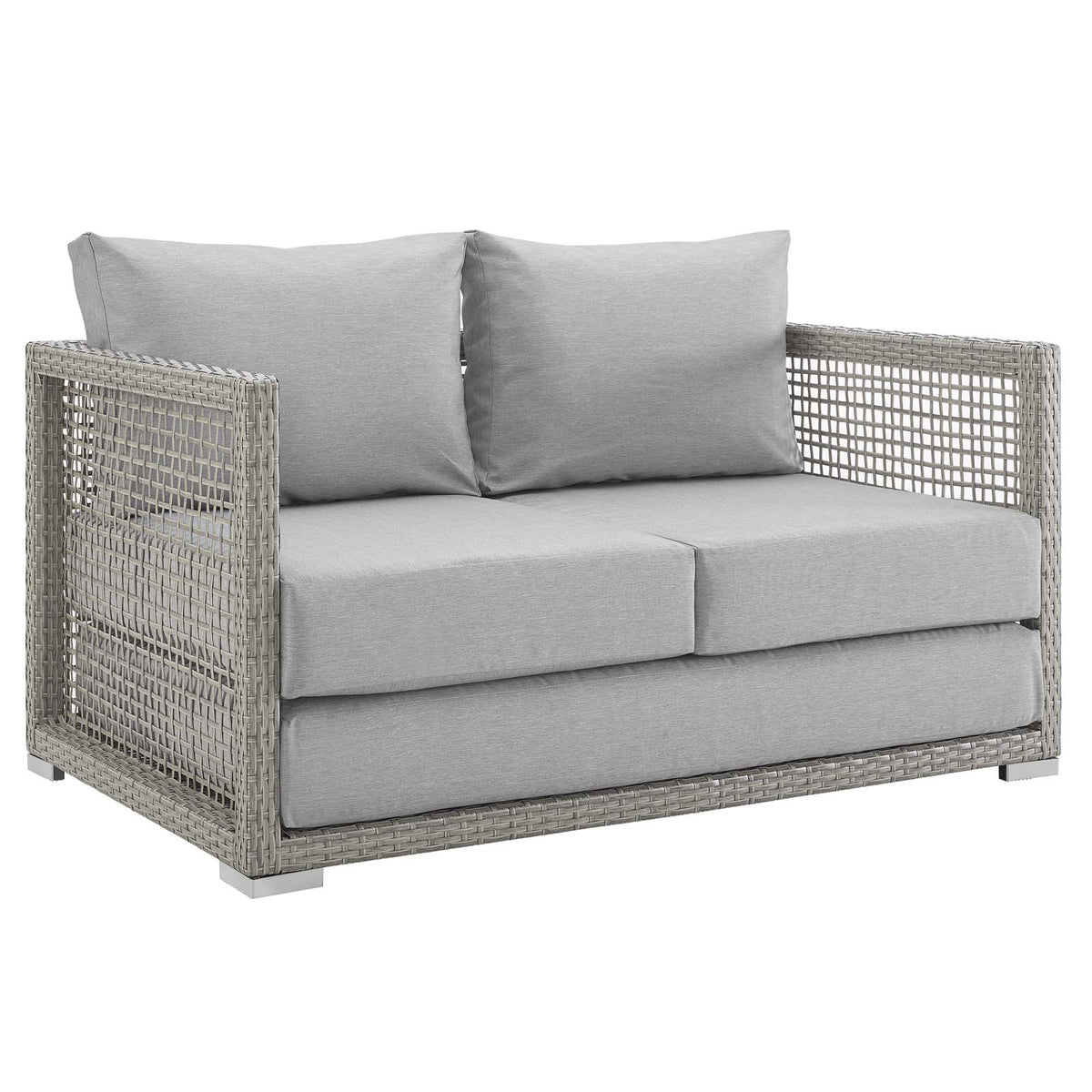 Aura Outdoor Patio Wicker Rattan Loveseat - Gray Gray