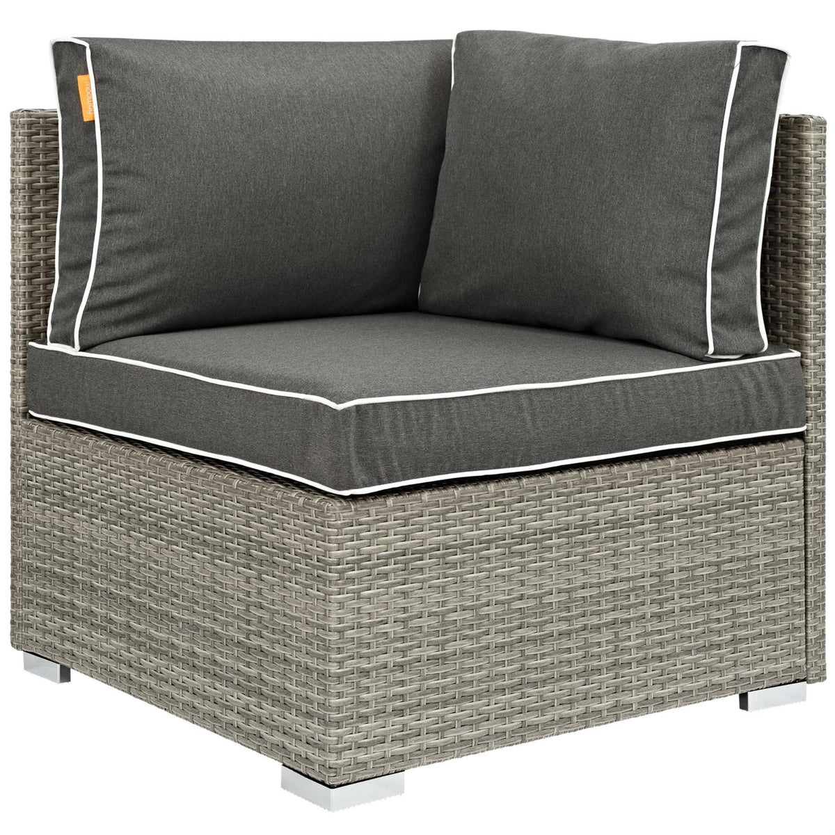 Casafoyer Repose Wicker Rattan Outdoor Patio Corner Sectional Sofa Chair With Cushions In Light Gray Charcoal