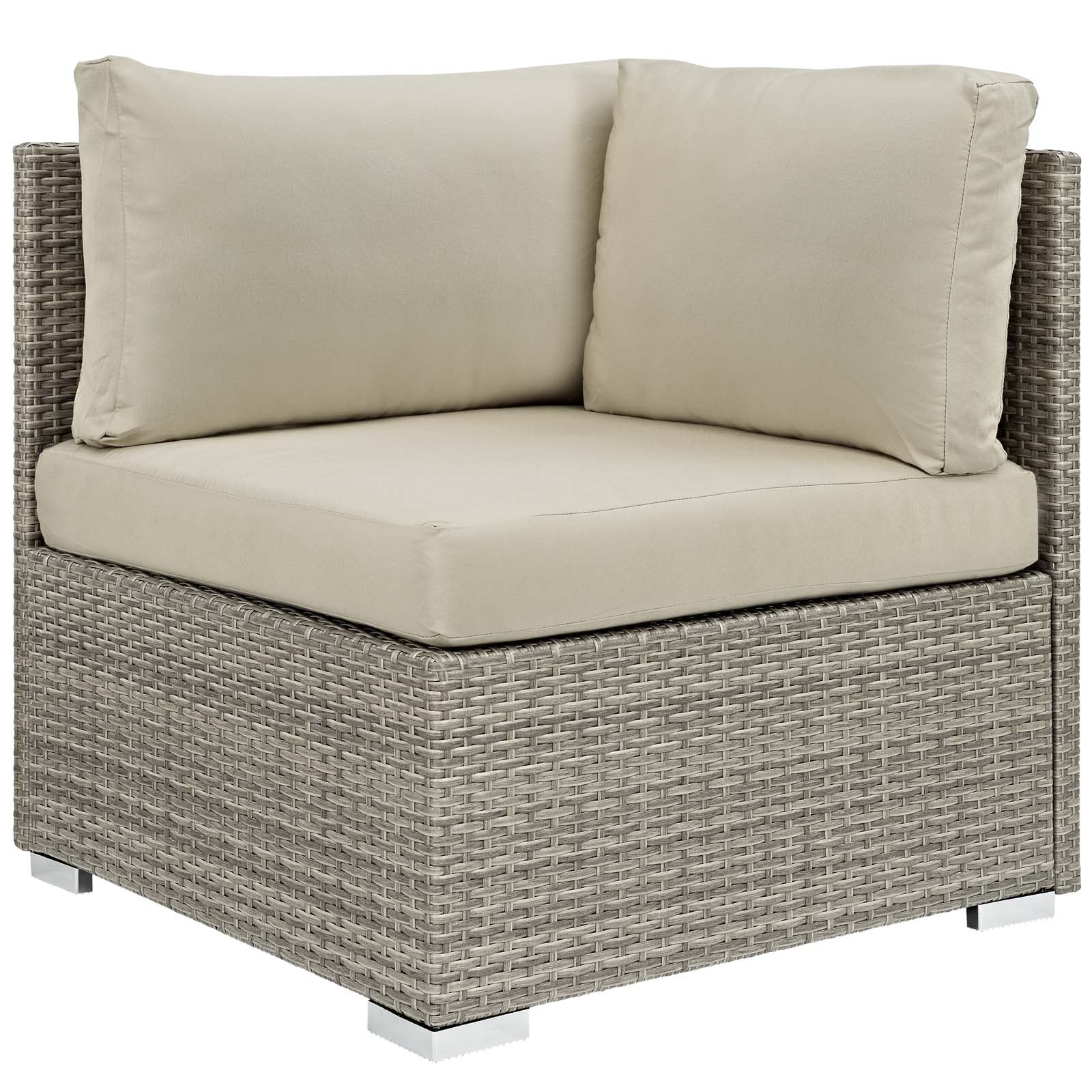 Repose Sunbrella Fabric Outdoor Patio Corner - Light Gray Beige