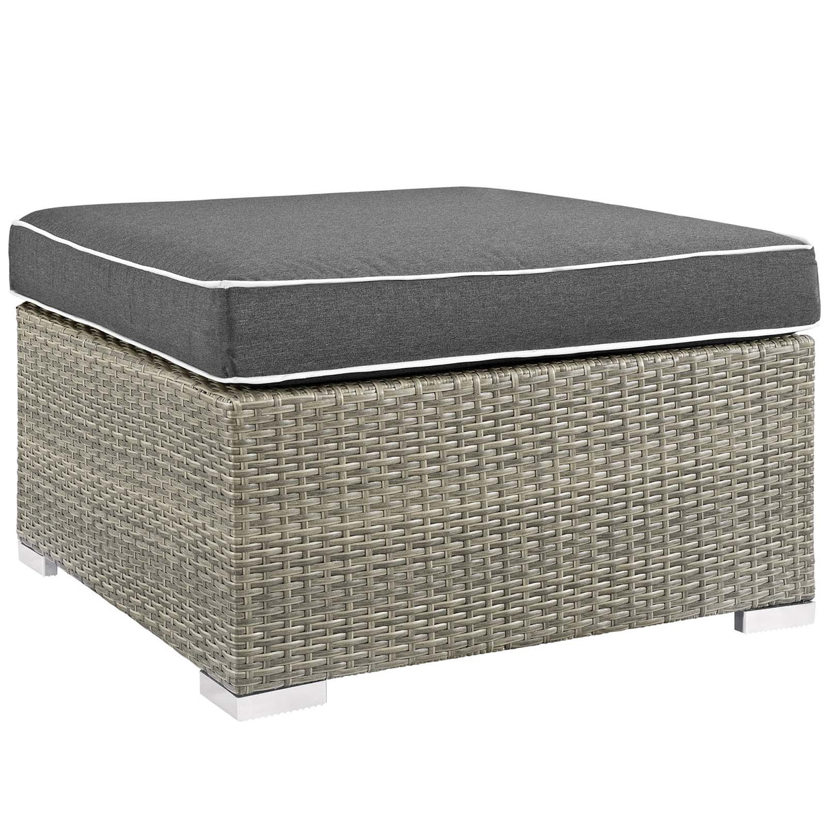 Repose Outdoor Patio Upholstered Fabric Ottoman - Light Gray Charcoal