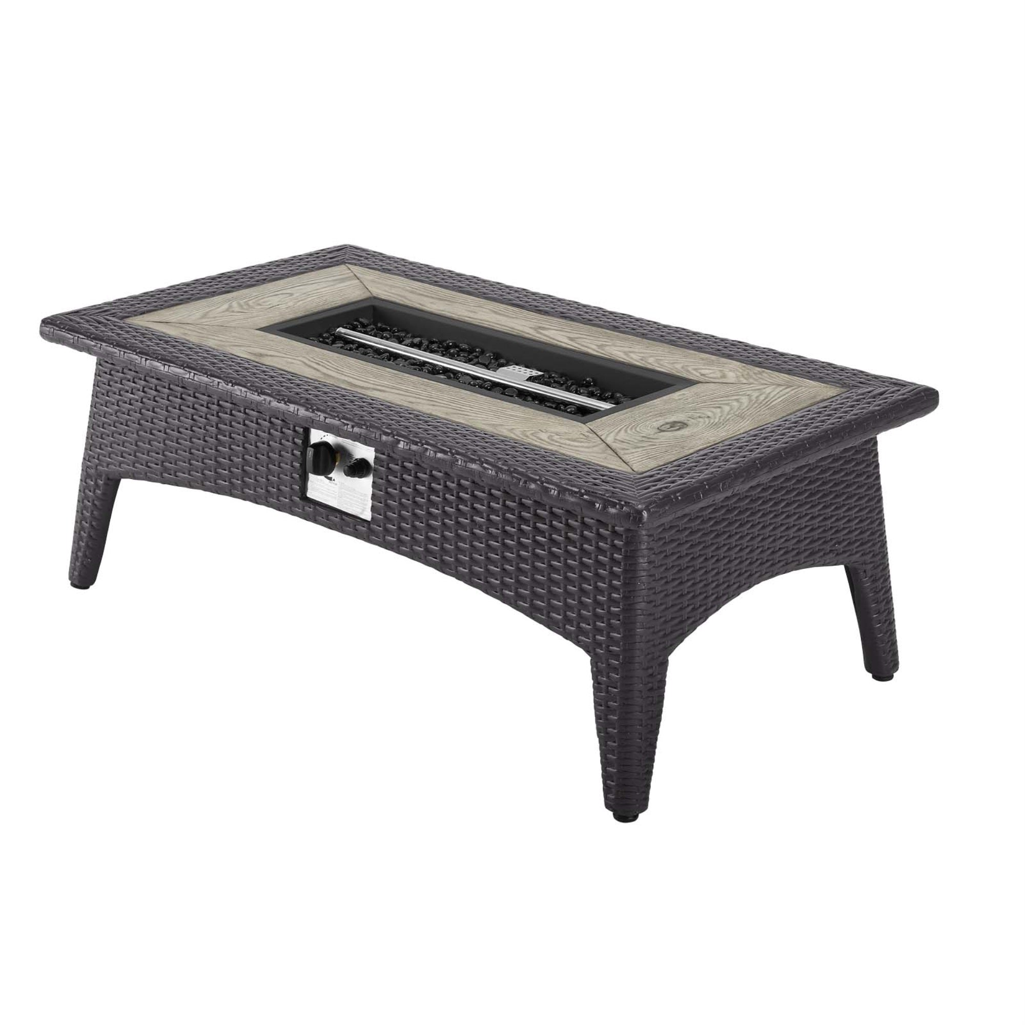 Splendor Propane Gas Fire Pit Table - Cozy Outdoor Patio Fire Pit With 40,000 Btu Burner, Tempered Glass Beads, And Wood Grain Design