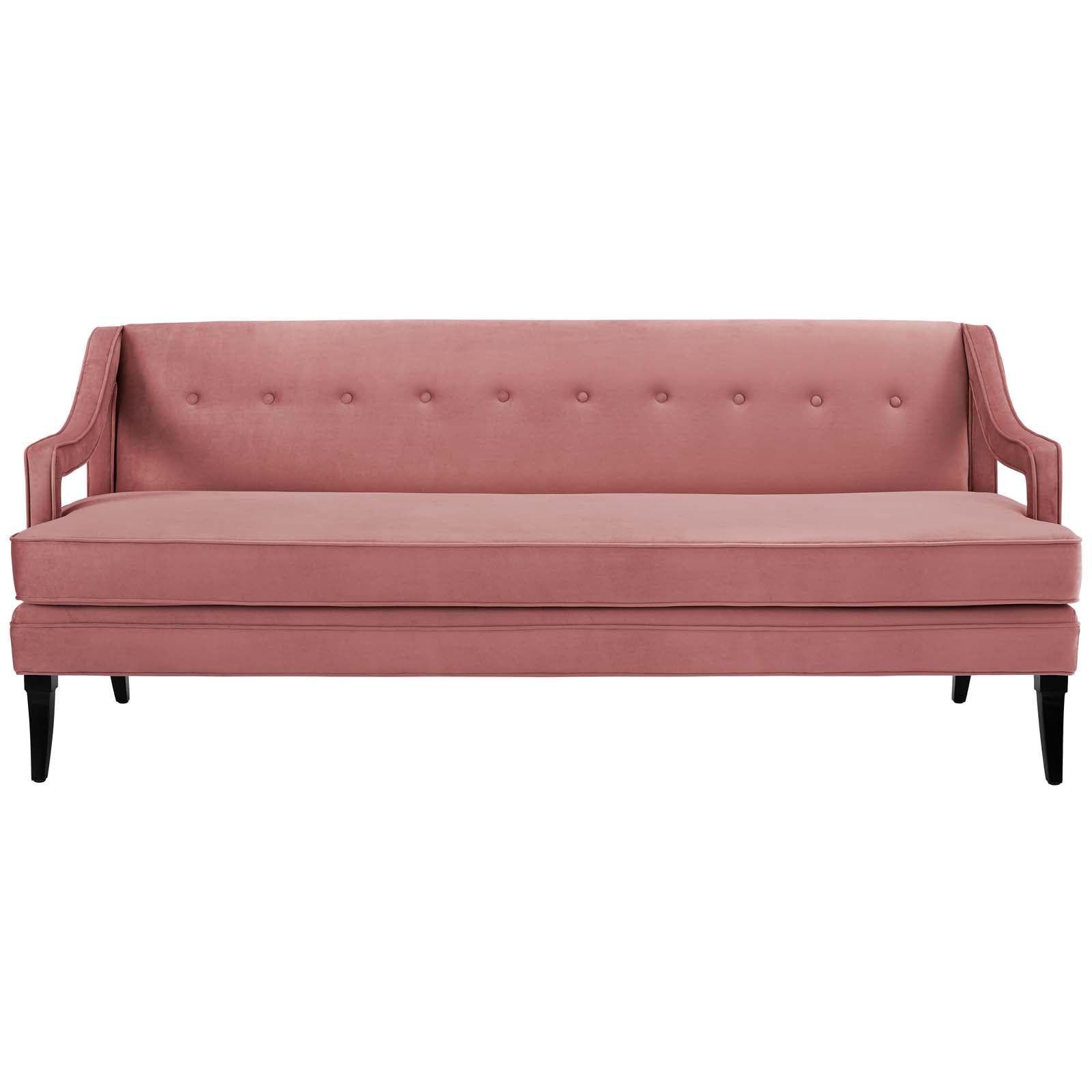 Concur Button Tufted Upholstered Velvet Sofa - Dusty Rose