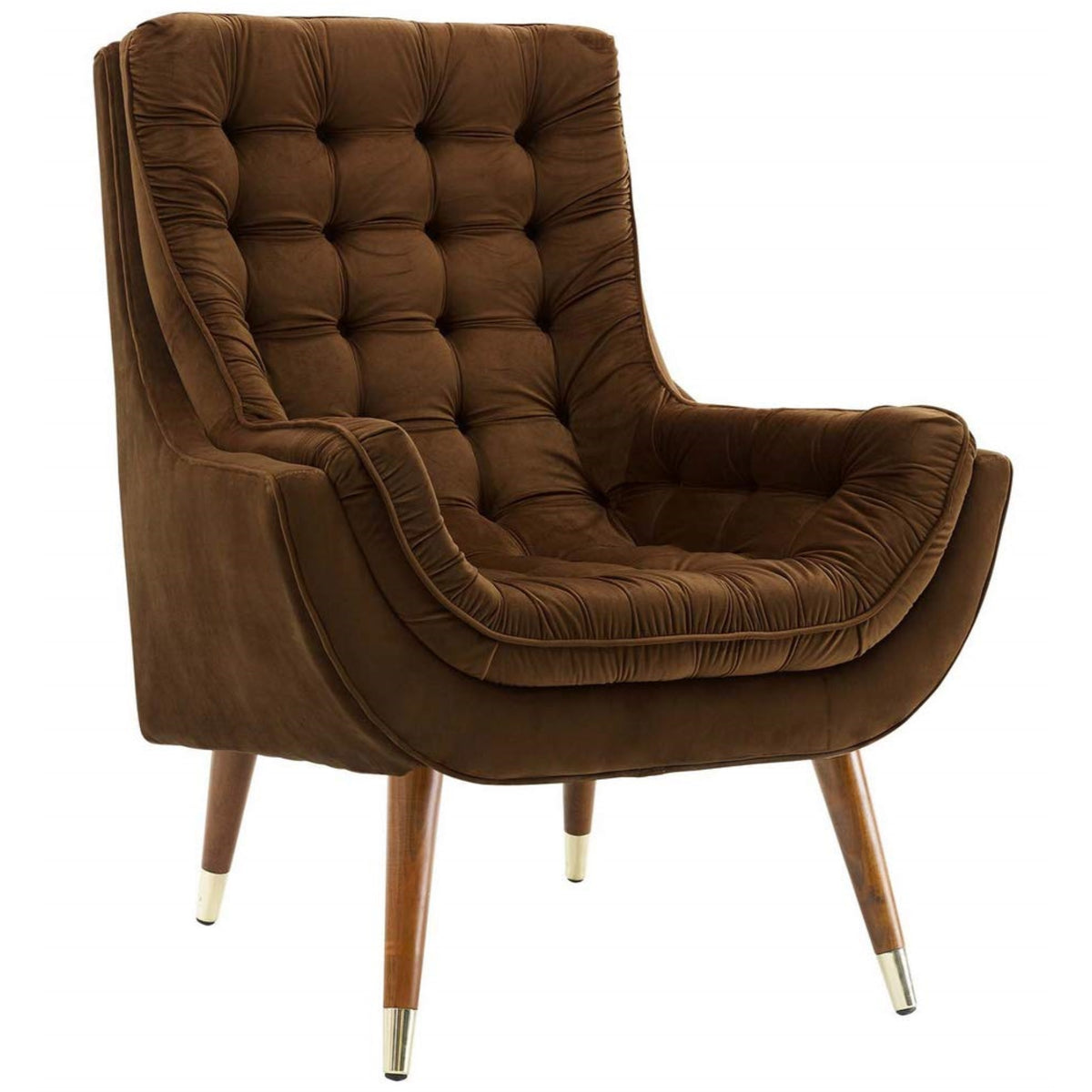Casafoyer Eei-3001-Brn Suggest Button Tufted Upholstered Velvet Lounge Chair, Brown