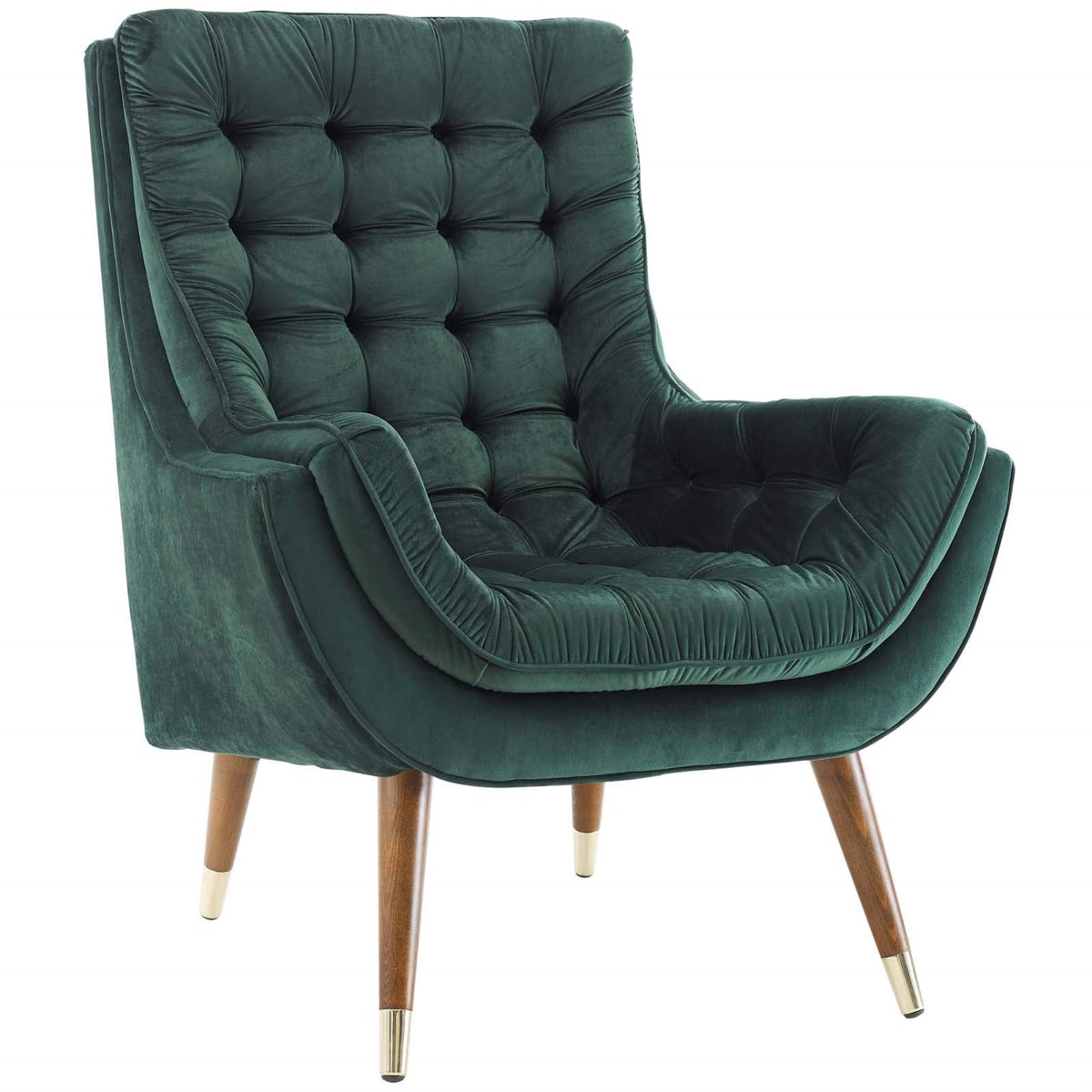Casafoyer Suggest Button Tufted Upholstered Velvet Lounge Chair, Green