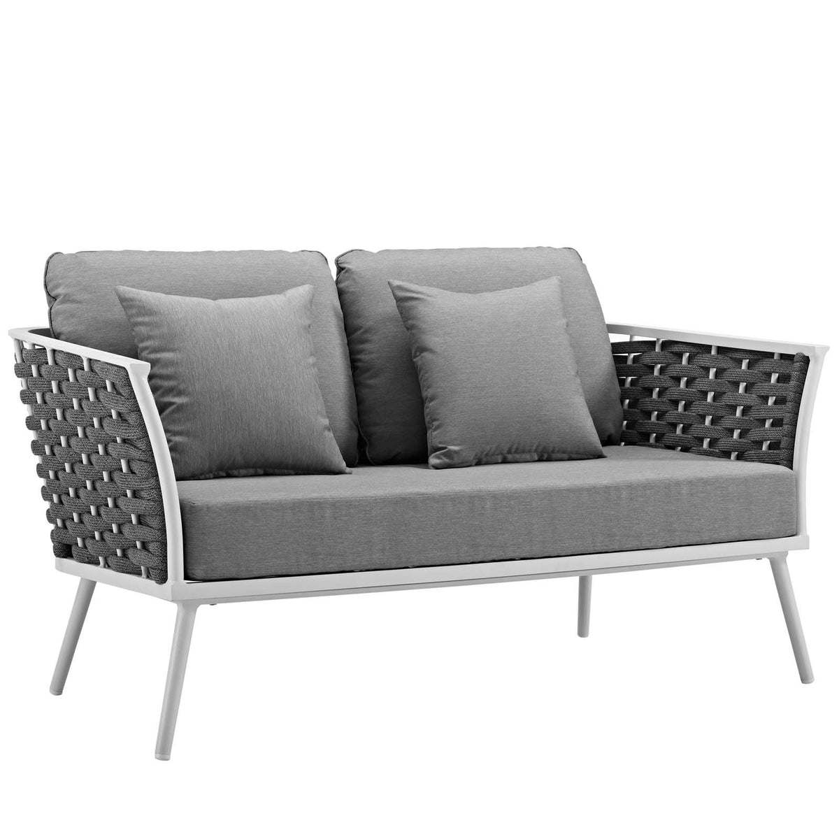 Stance Outdoor Patio Aluminum Loveseat - White Gray