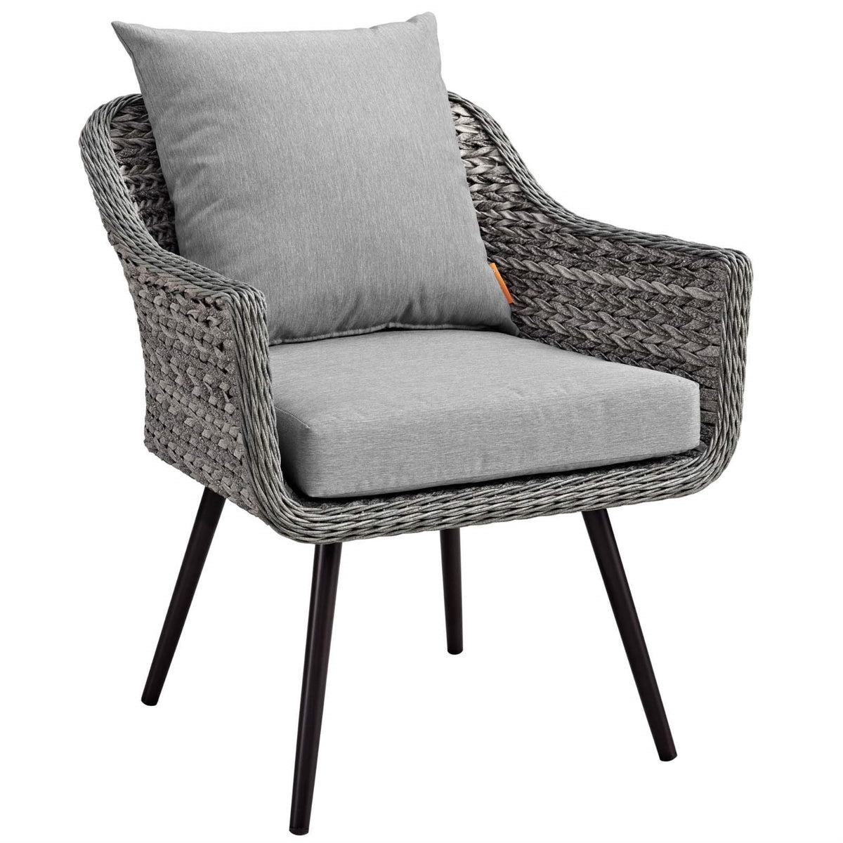 Casafoyer Endeavor Wicker Rattan Aluminum Outdoor Patio Accent Lounge Arm Chair With Cushions In Gray Gray