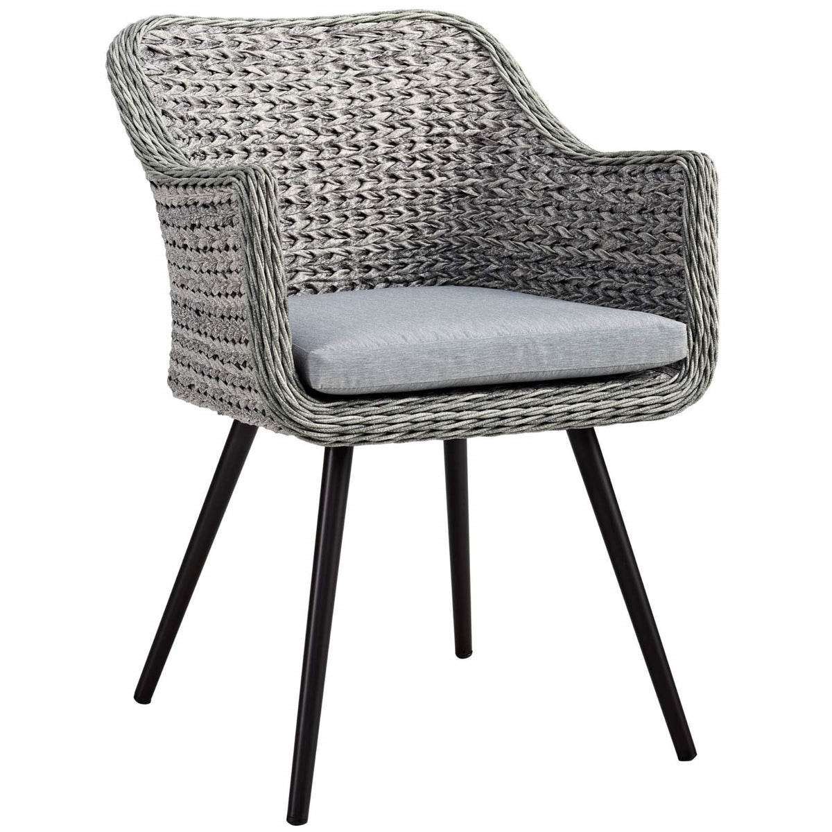Casafoyer Endeavor Wicker Rattan Aluminum Outdoor Patio Dining Arm Chair With Cushions In Gray Gray