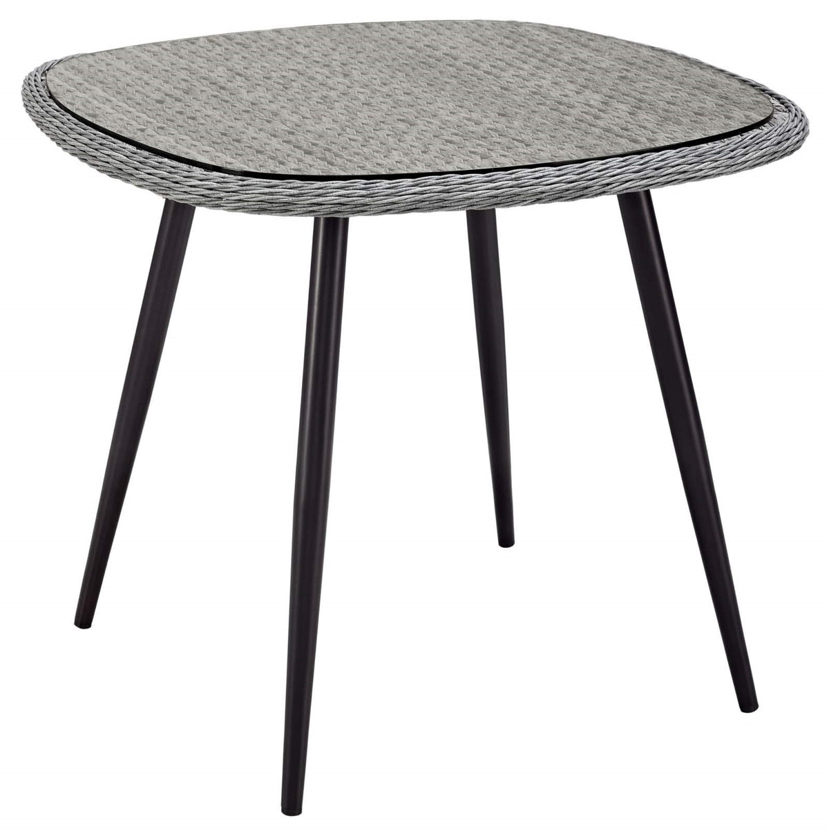 Casafoyer Endeavor Wicker Rattan Aluminum Glass Outdoor Patio 36' Square Dining Table In Gray