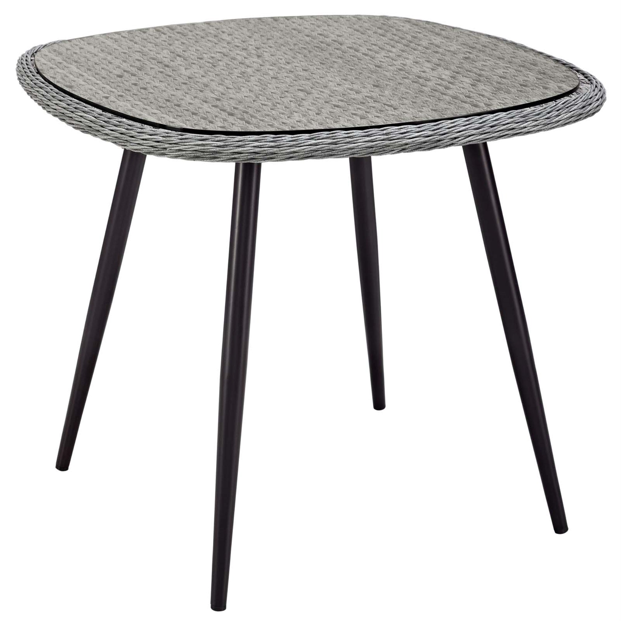 Endeavor 36' Outdoor Patio Dining Table - Sleek Design, Waterproof Aluminum Legs, Tempered Glass Top - Perfect For Balcony, Garden, Backyard, Patio - Gray