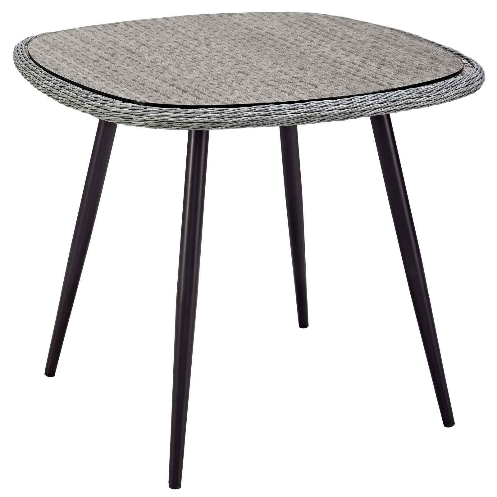 Endeavor 36' Outdoor Patio Wicker Rattan Dining Table - Gray