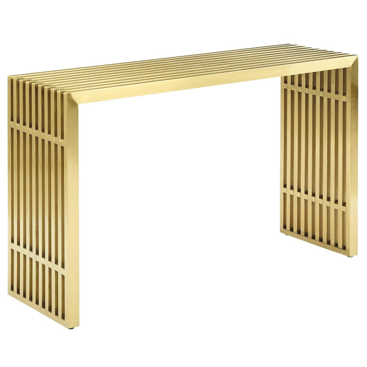 Casafoyer Gridiron Contemporary Modern Gold Stainless Steel Console Table