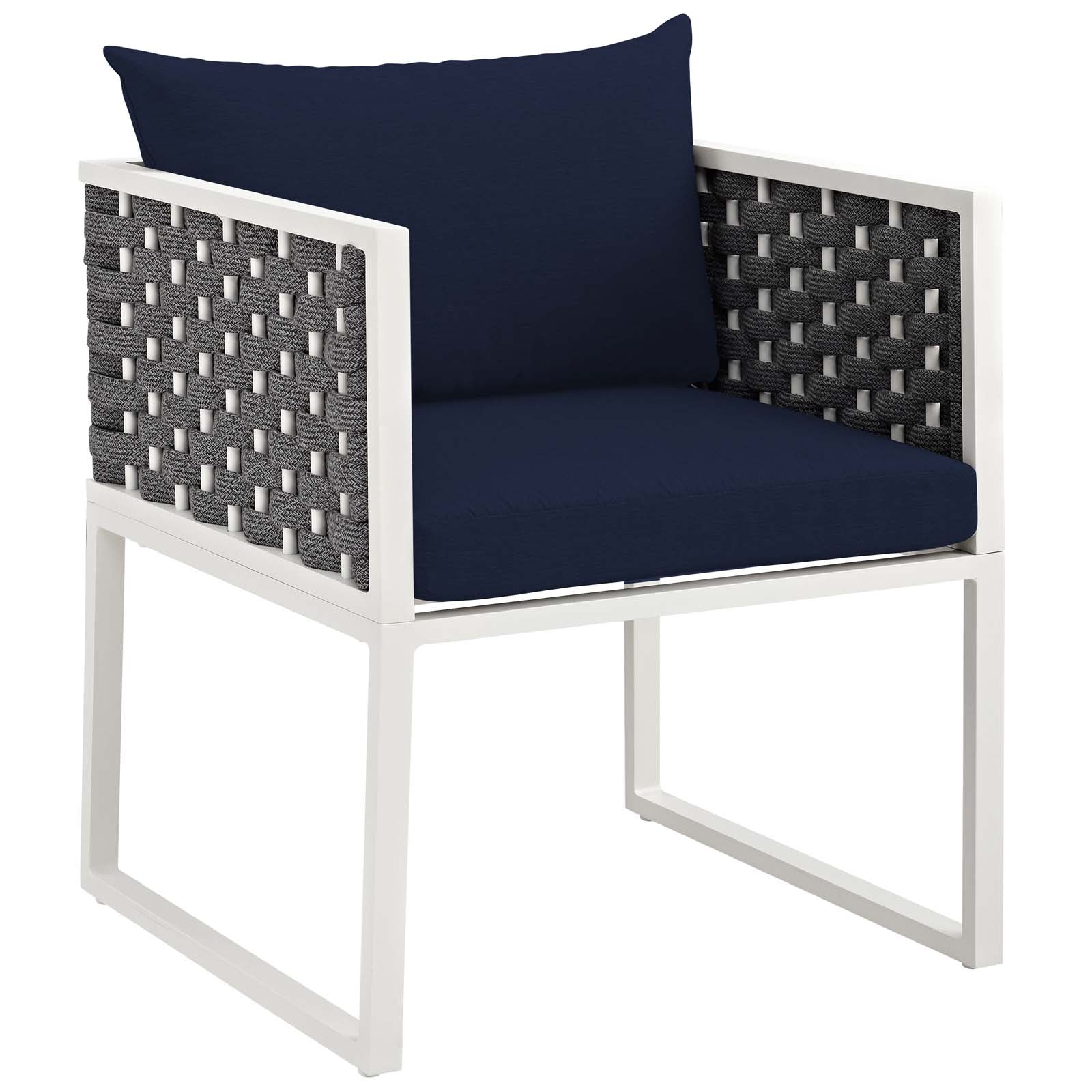 Stance Outdoor Patio Aluminum Dining Armchair - White Navy