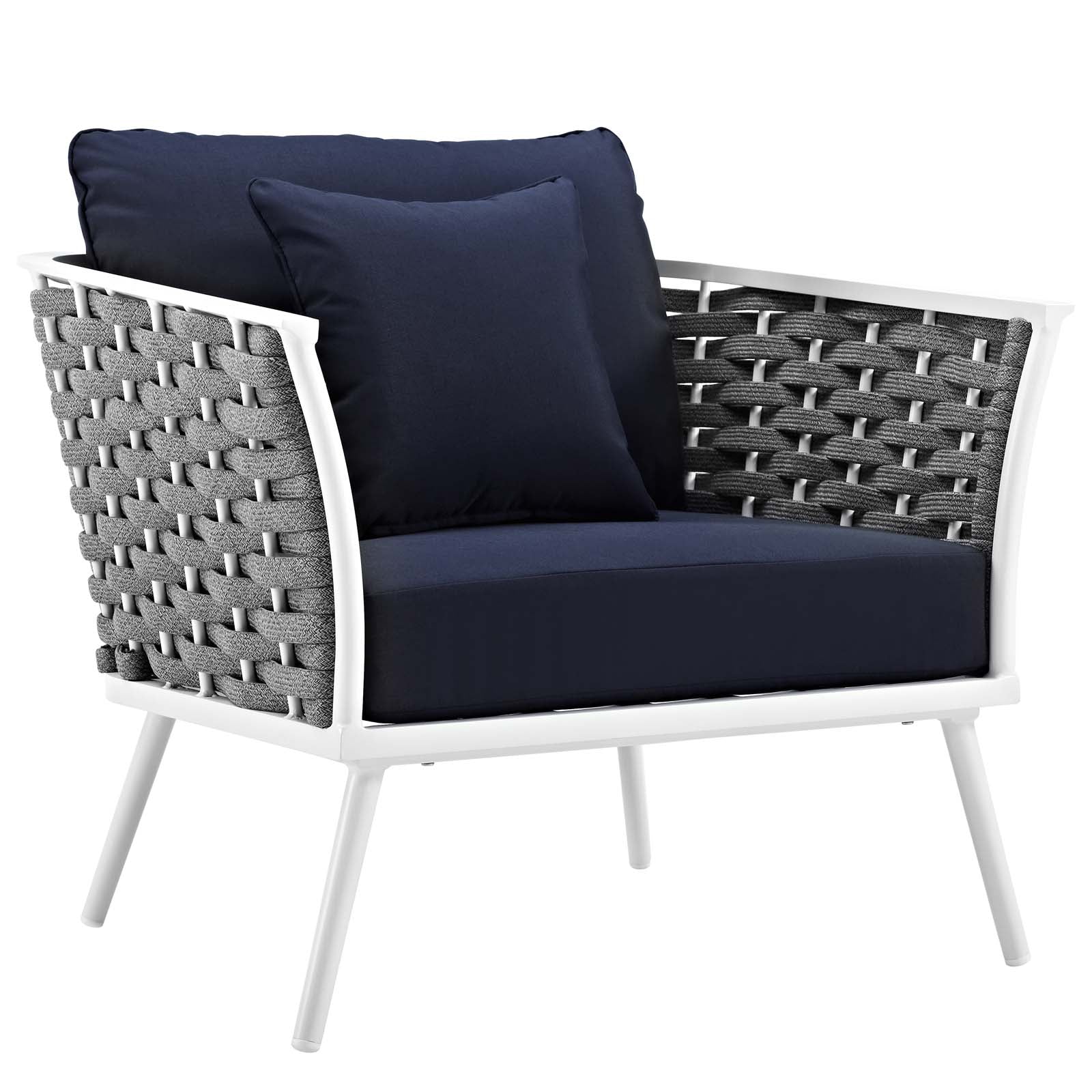 Stance Outdoor Patio Aluminum Armchair - White Navy