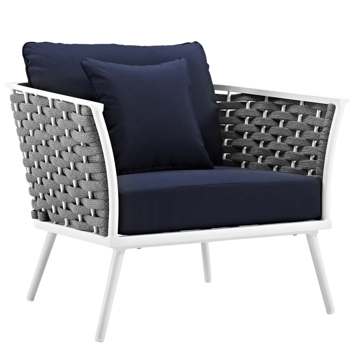 Stance Outdoor Patio Aluminum Armchair - White Navy
