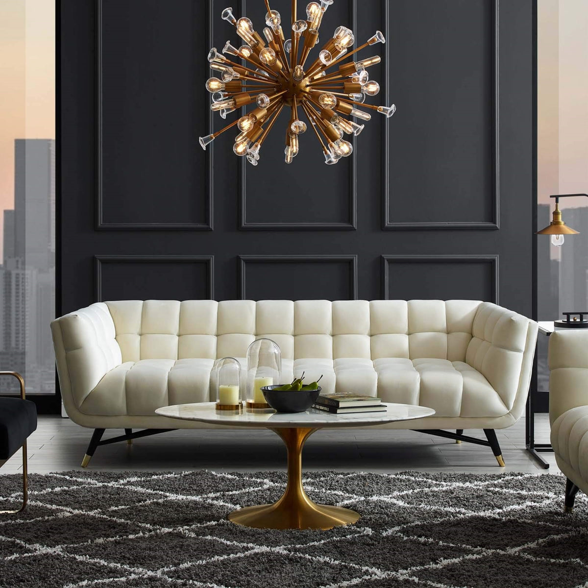 Yardlio Elegant Adept Velvet Sofa: Chic, Comfortable, And Durable Living Room Addition