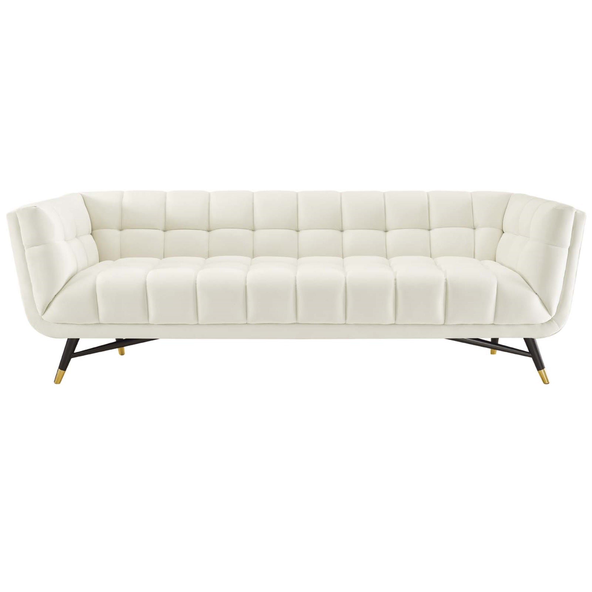 Adept Performance Velvet Sofa - Chic, Contemporary Design - Stain-Resistant Upholstery - Plush Comfort - Splayed Black Birchwood Frame - Weight Capacity 1322 Lbs