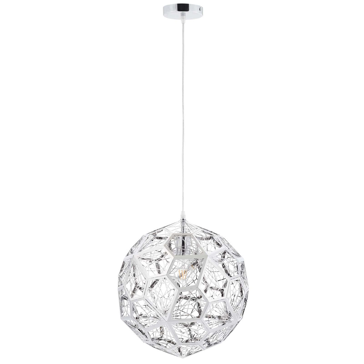 Shine Pendant Chandelier - Mesmerizing Symphony Of Light, Stainless Steel Pattern, Transparent Wire, E26 60W Bulb Required