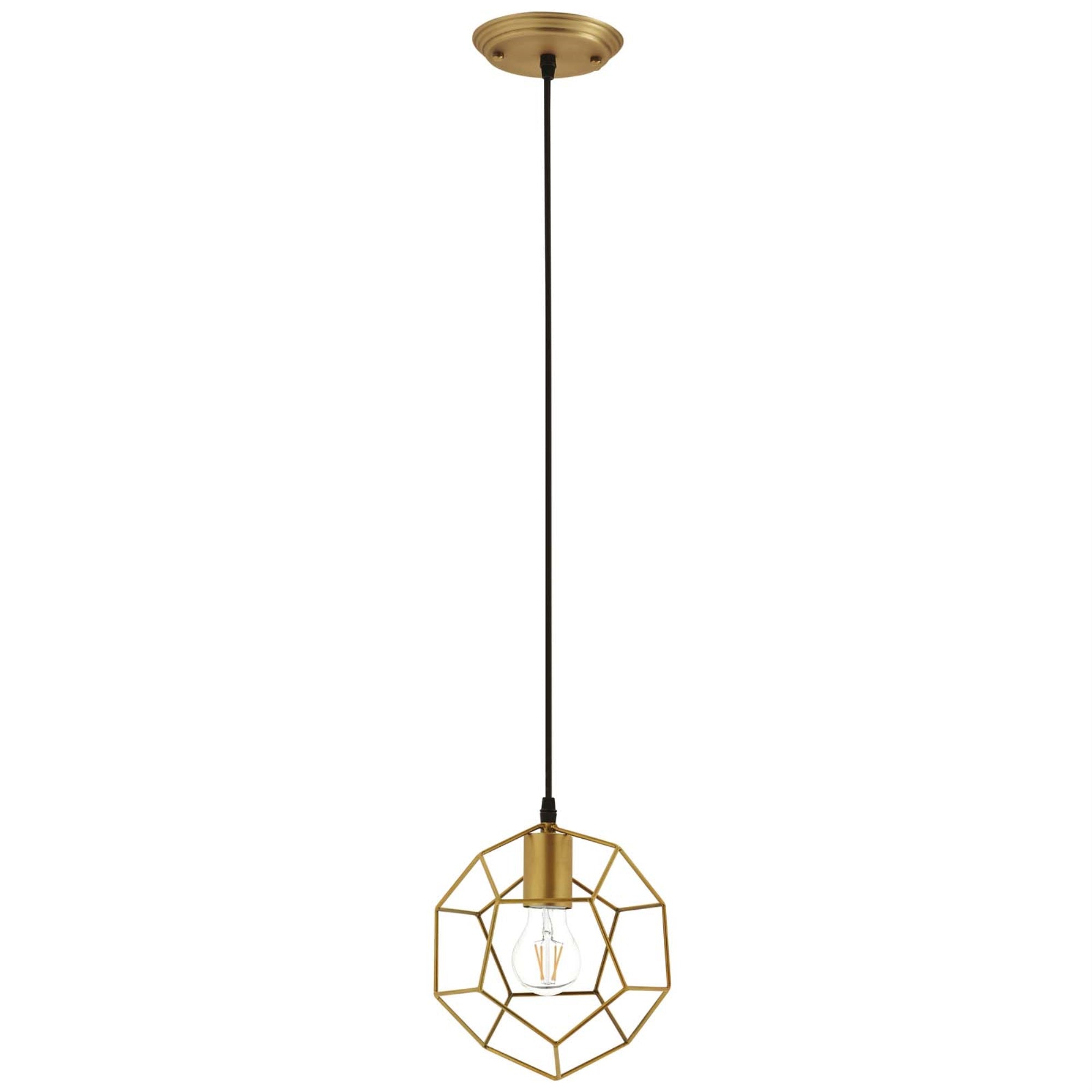 Pique Contemporary Gold Metal Ceiling Fixture With Adjustable Cord - Illuminate And Enhance Your Space With This Captivating Artistic Design - E26 60W Bulb (Not Included) - Height Adjustable From 11.8' To 74.8' - Set Includes One Pique Ceiling Fixture