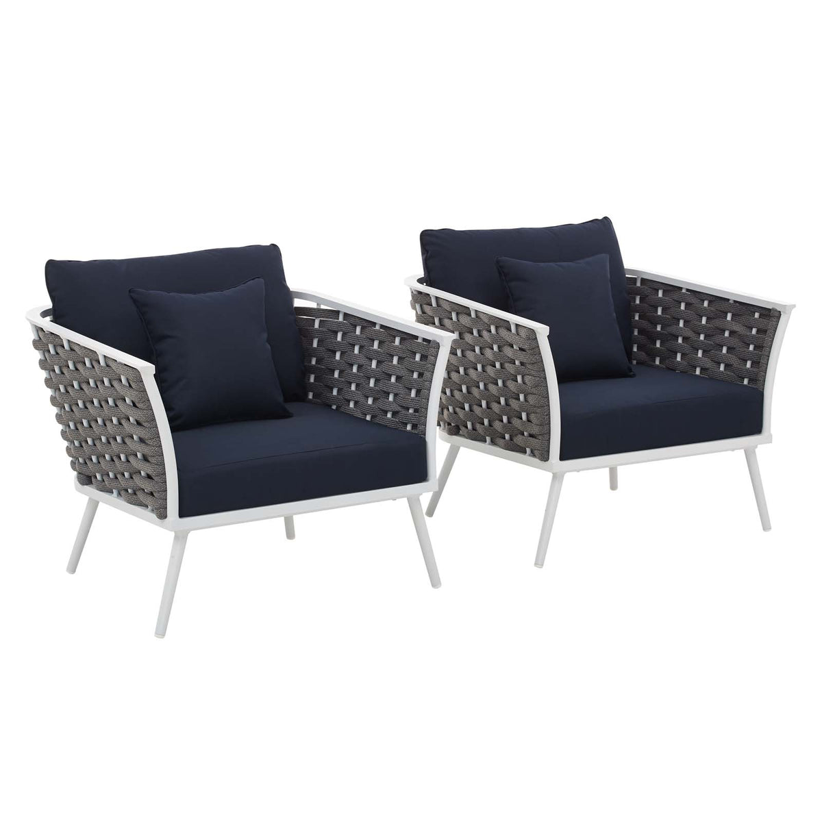 Stance Armchair Outdoor Patio Aluminum Set Of 2 - White Navy