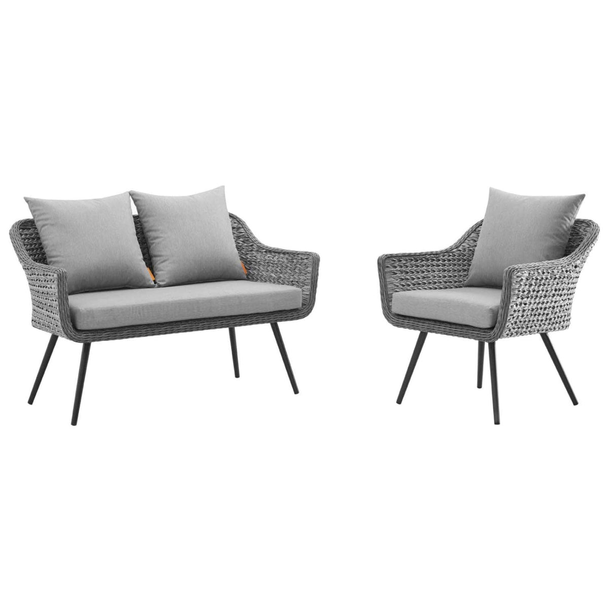 Casafoyer Eei-3174-Gry-Gry-Set Endeavor Outdoor Patio Wicker Rattan Sectional Sofa Set, 2 Piece, Gray Gray
