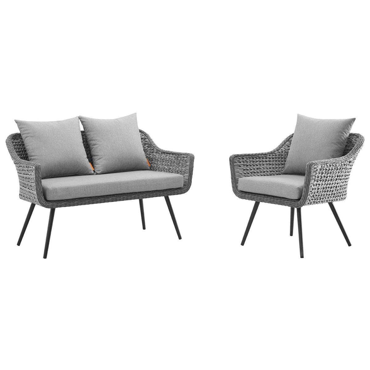 Endeavor 2 Piece Outdoor Patio Wicker Rattan Sectional Sofa Set - Gray Gray