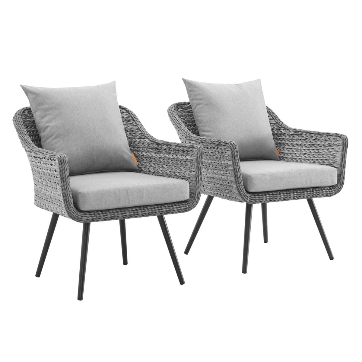 Casafoyer Eei-3176-Gry-Gry-Set Endeavor Outdoor Patio Wicker Rattan Armchair, Set Of 2, Gray Gray