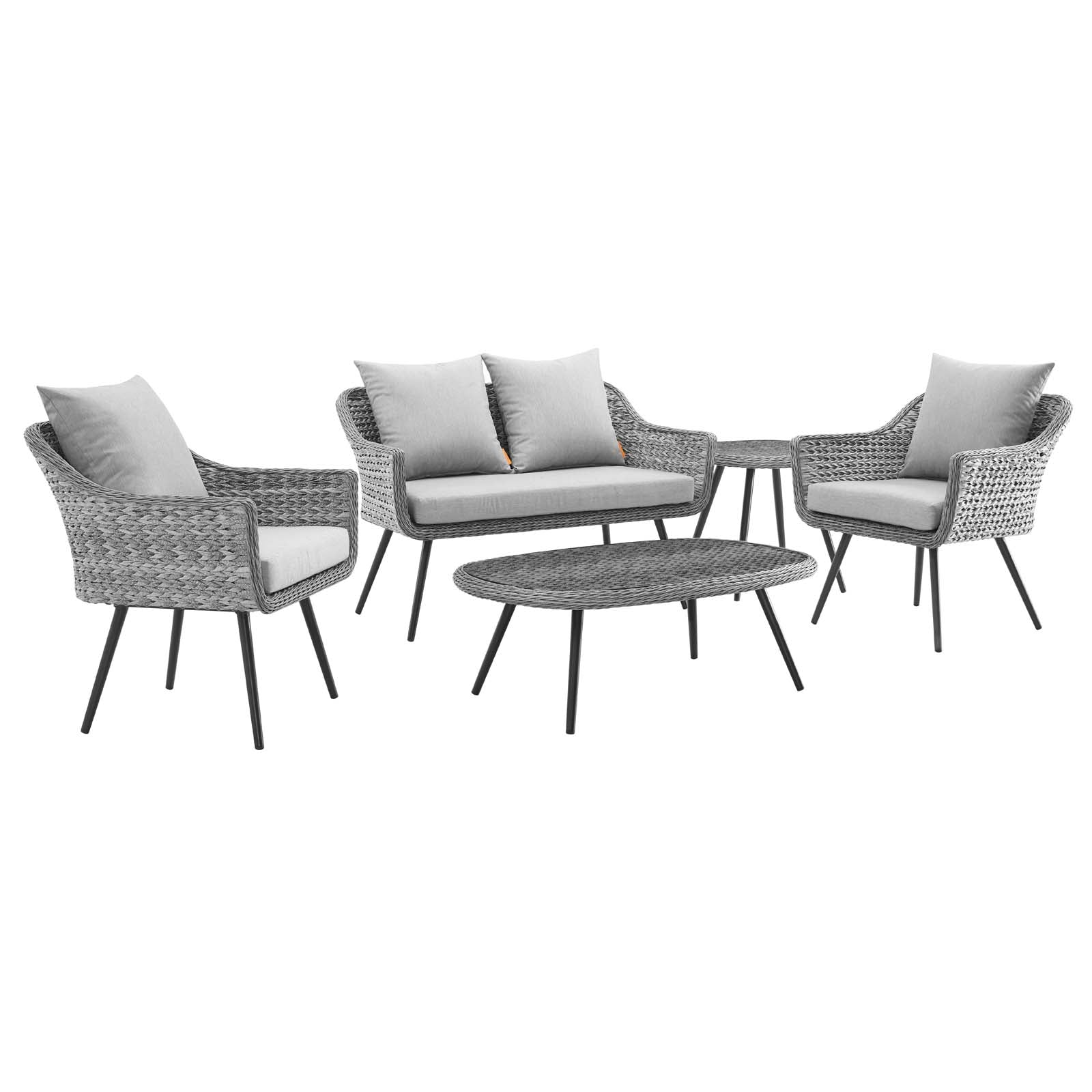 Endeavor 5 Piece Outdoor Patio Wicker Rattan Sectional Sofa Set - Gray Gray