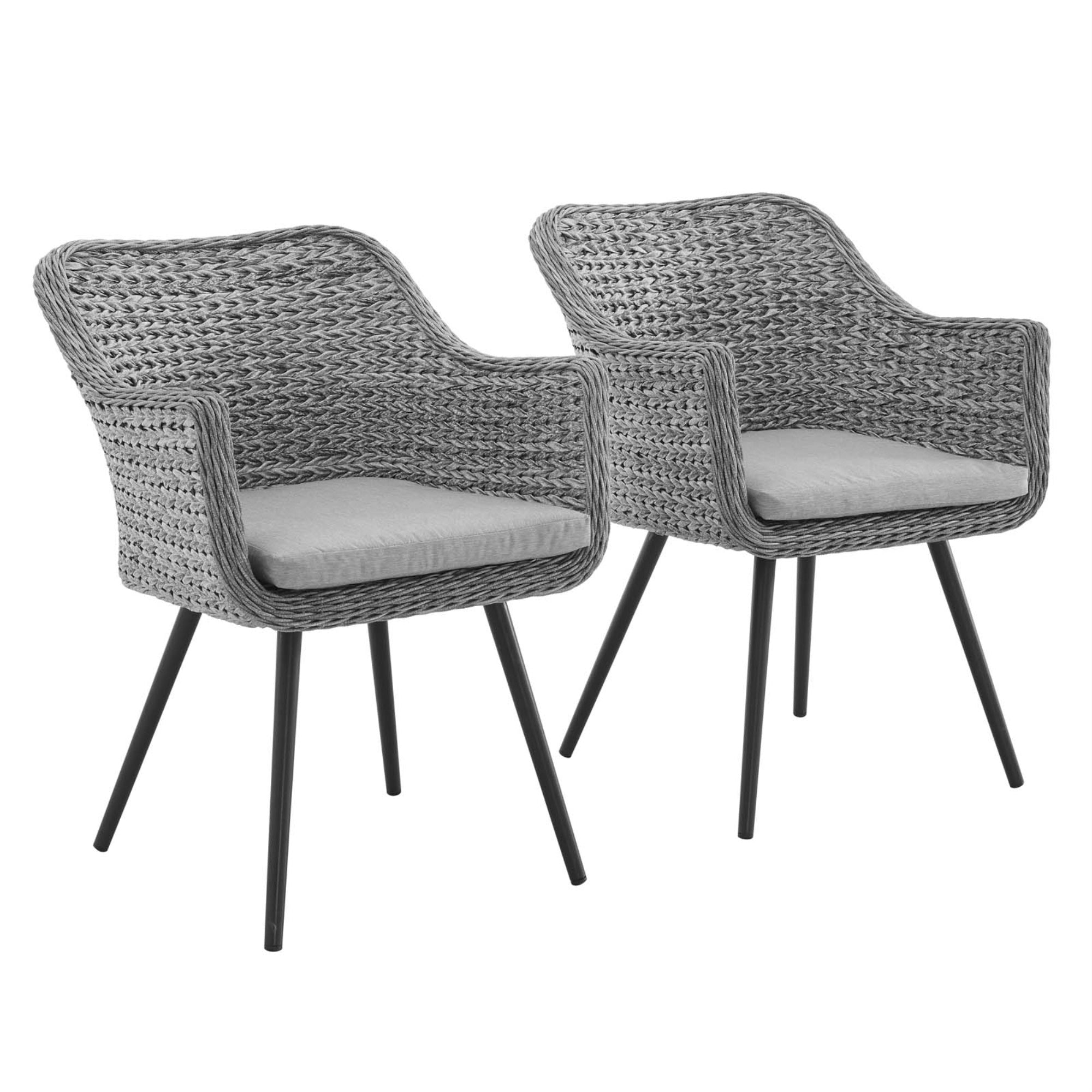 Endeavor Outdoor Patio Collection: Premium Lounge Experience With Waterproof Dining Armchairs - Set Of 2, Gray Gray