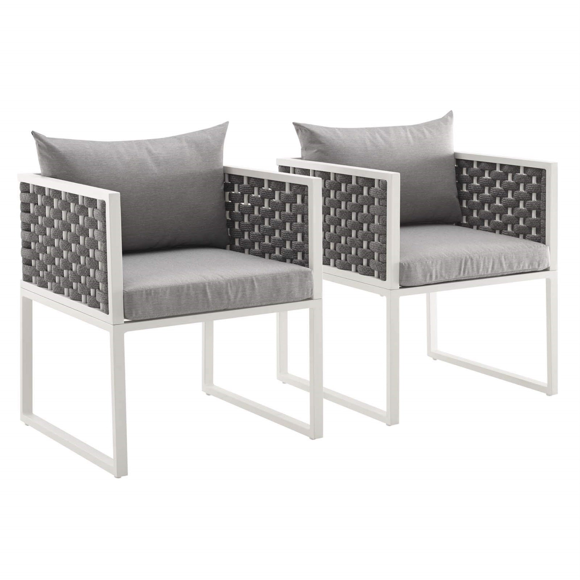 Casafoyer Eei-3183-Whi-Gry-Set Stance Outdoor Patio Aluminum Dining Armchair, Set Of 2, White Gray