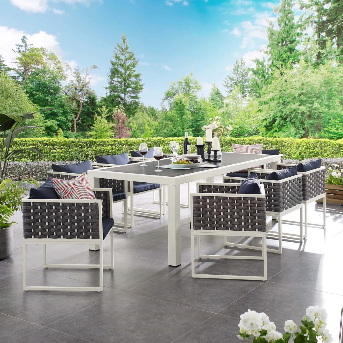 Casafoyer Stance Outdoor Patio Woven Rope 9-Piece Dining Furniture Set