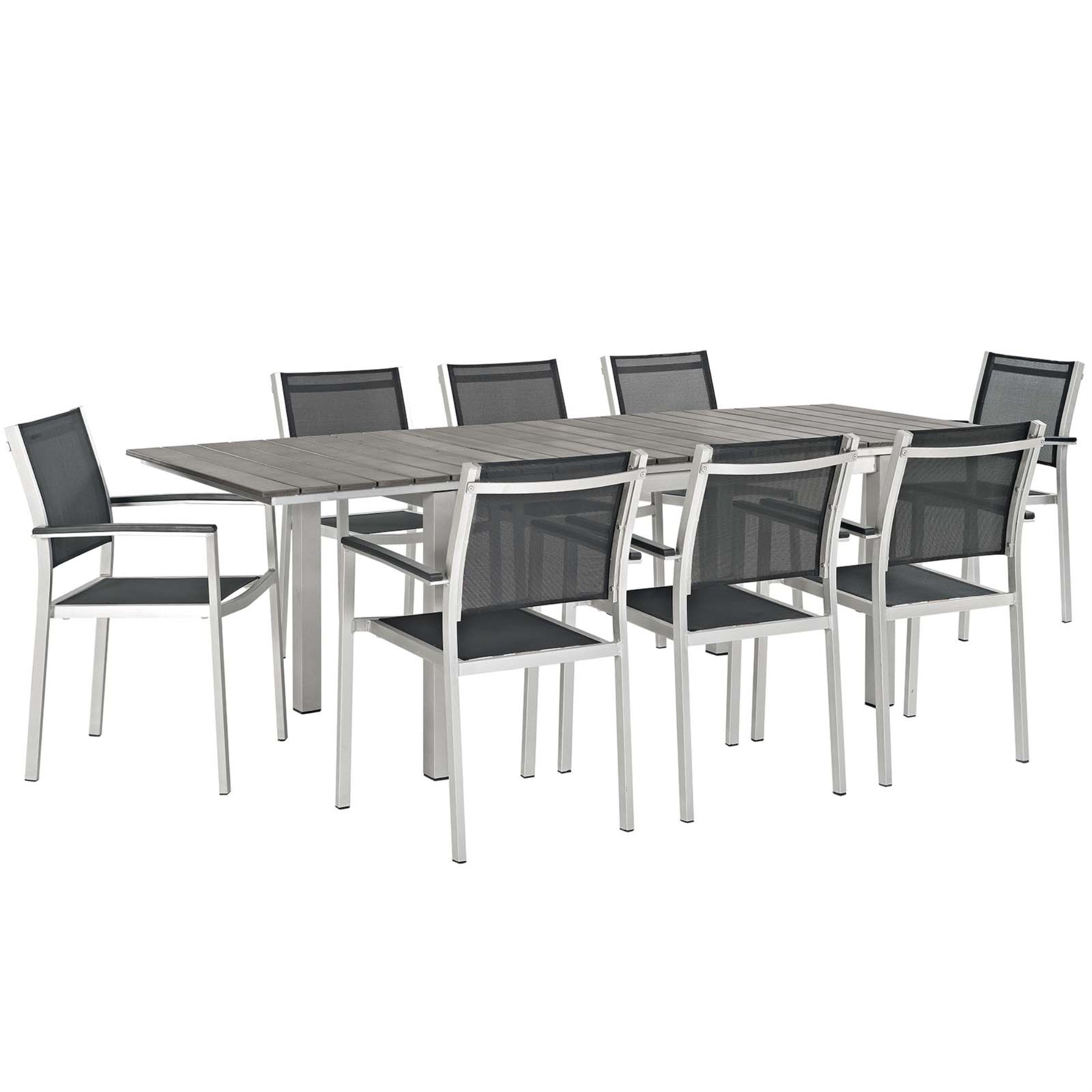 Shore Outdoor Dining Set - Durable Aluminum Frame, Stylish Design, 8 Armchairs & Extension Table, Perfect For Casual Gatherings