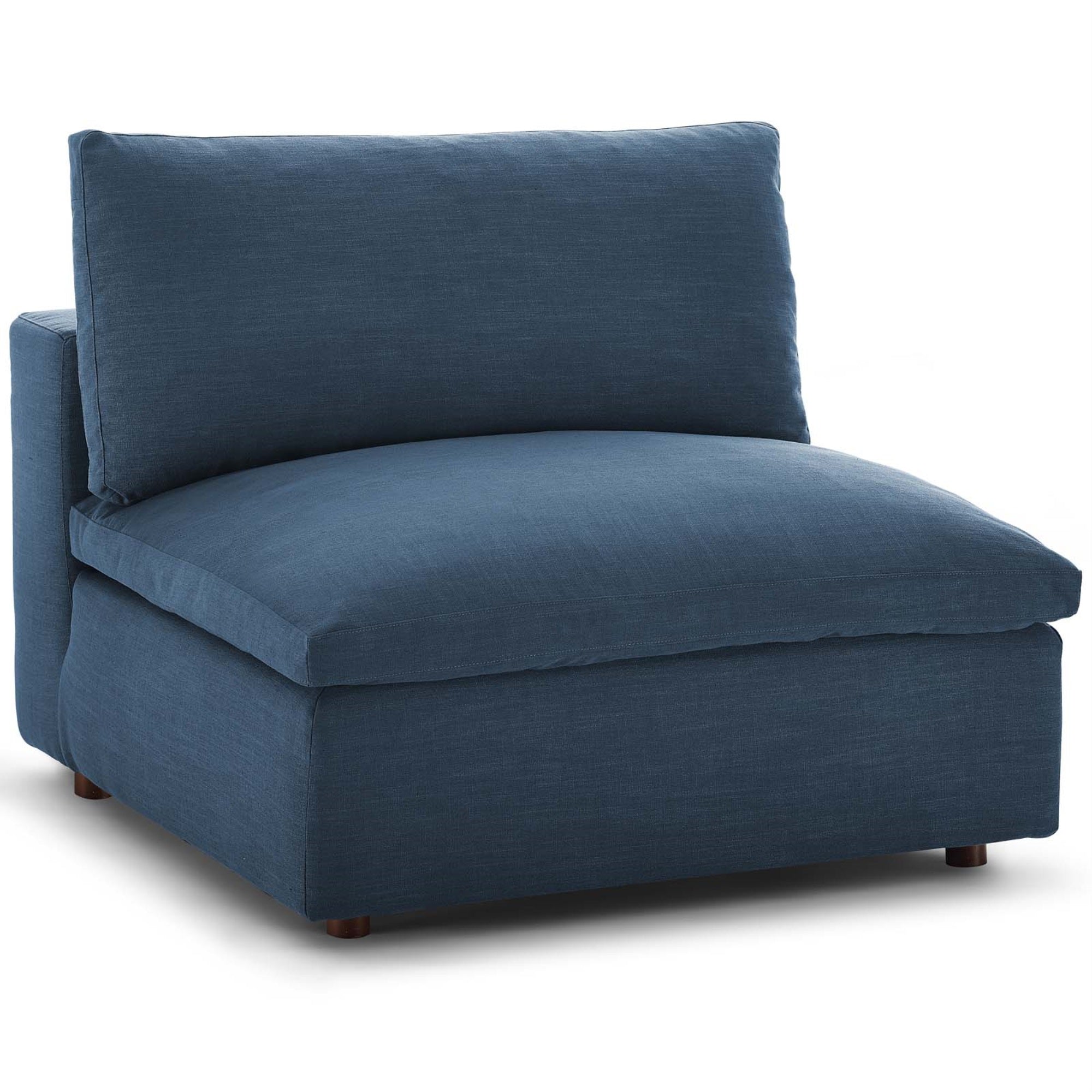 Commix Plush Comfort Armless Chair - Soft Polyester Upholstery, Solid Wood Frame, Cotton & Down Cushions - Ideal For Living Room, Family Room, Game Room - Azure
