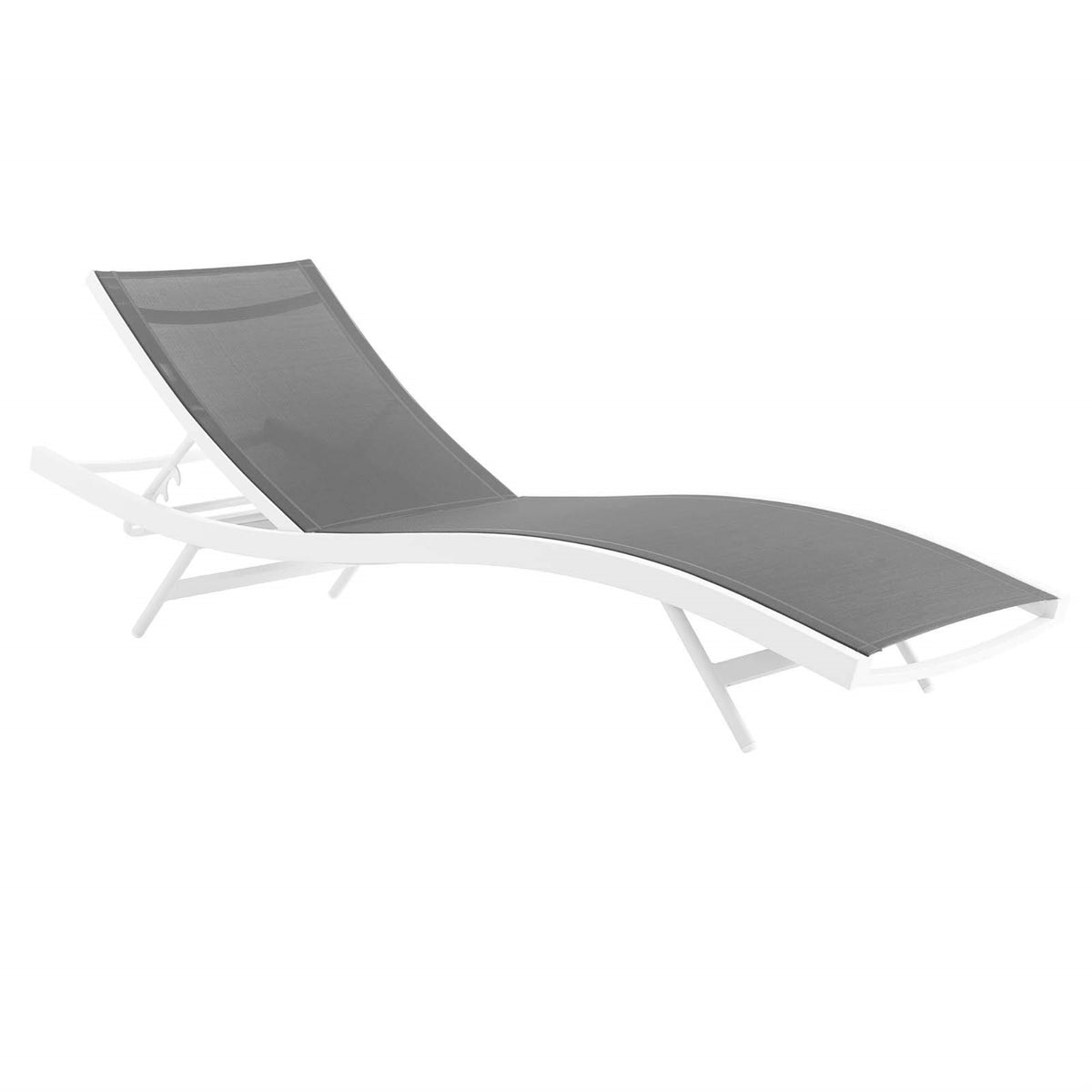 Casafoyer Glimpse Aluminum Mesh Outdoor Patio Poolside Deck Chaise Lounge Chair In White Gray