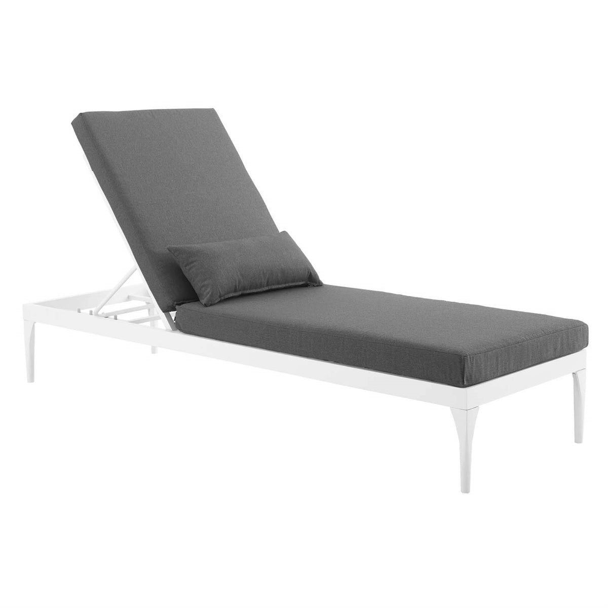 Casafoyer Perspective Aluminum Outdoor Patio Chaise With Cushions, Lounge Chair, White Charcoal