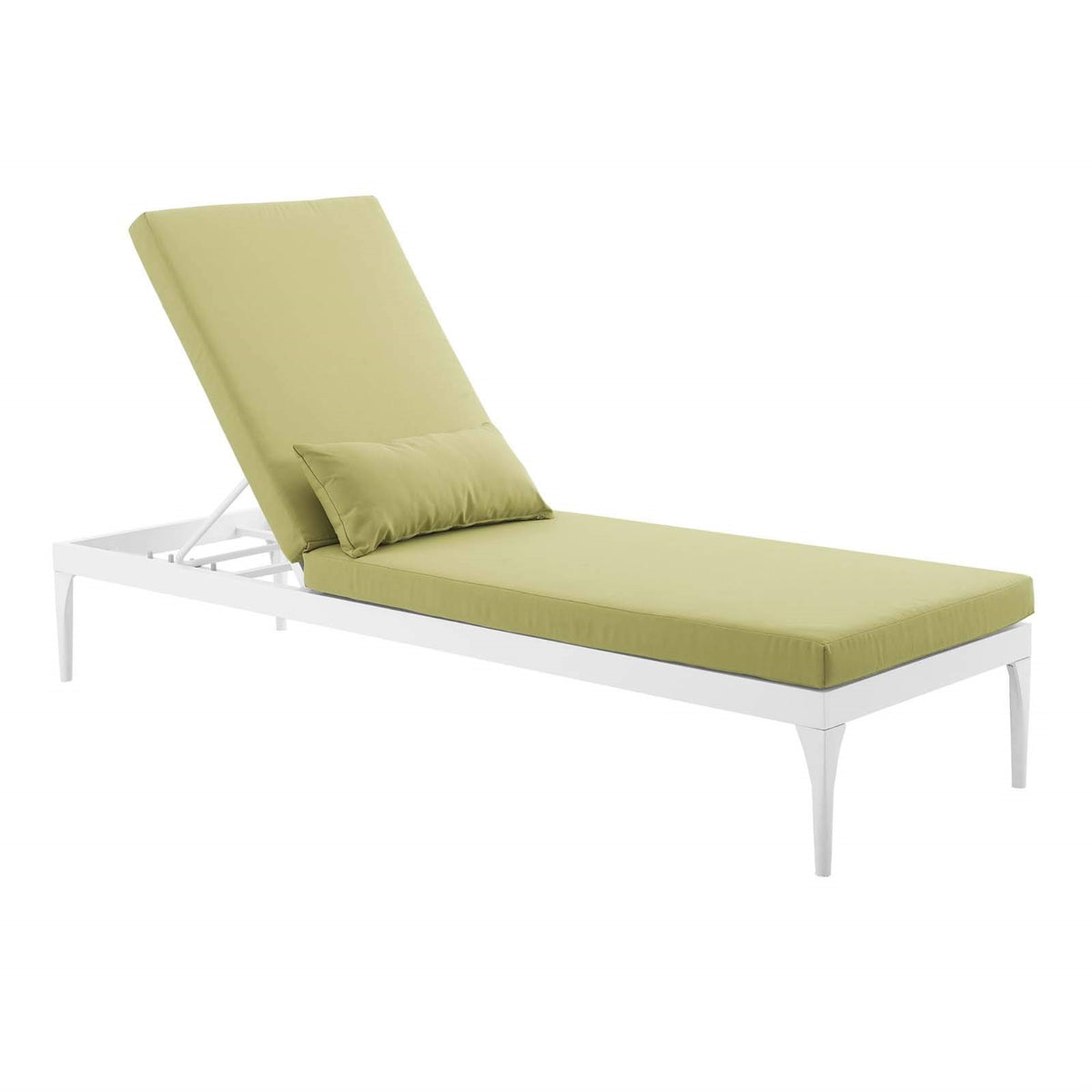 Casafoyer Perspective Aluminum Outdoor Patio Chaise With Cushions, Lounge Chair, White Peridot