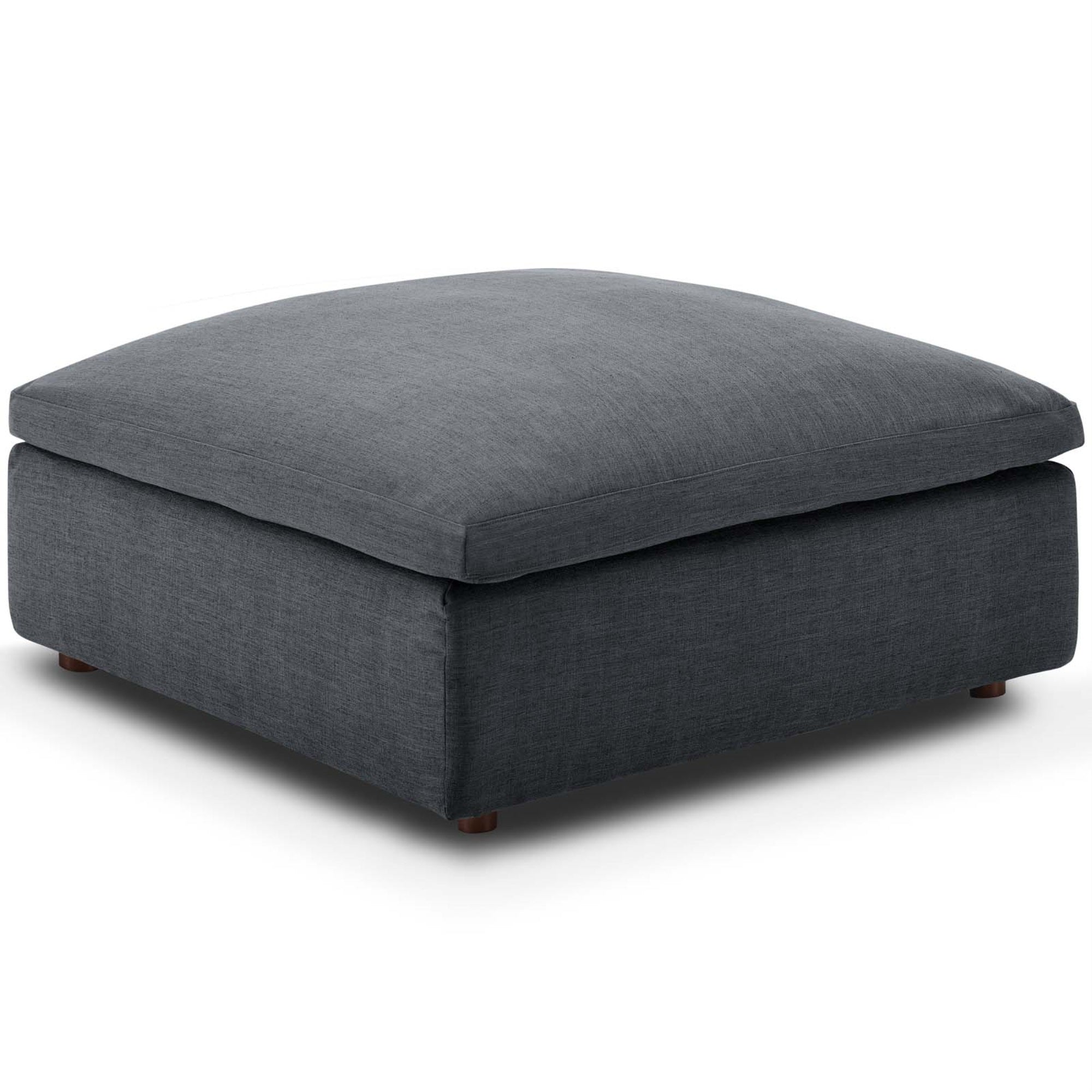 Commix Plush Armless Chair With Down Cushions - Modern Design, Soft Polyester Fabric, Solid Wood Construction - Ideal For Living Room Or Game Room - Includes Overstuffed Ottoman - Supports Up To 331 Lbs'