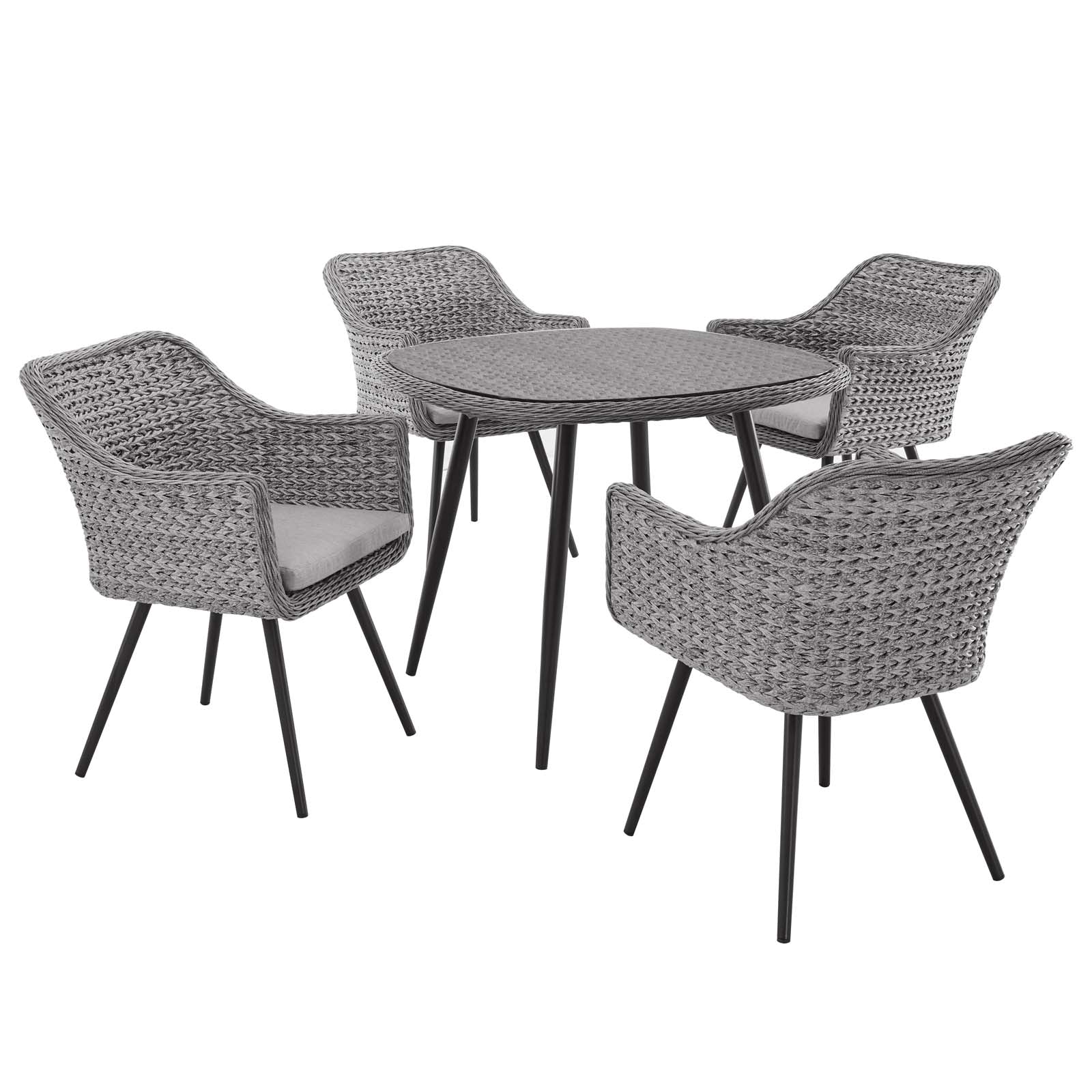 Endeavor 5 Piece Outdoor Patio Wicker Rattan Dining Set - Gray Gray