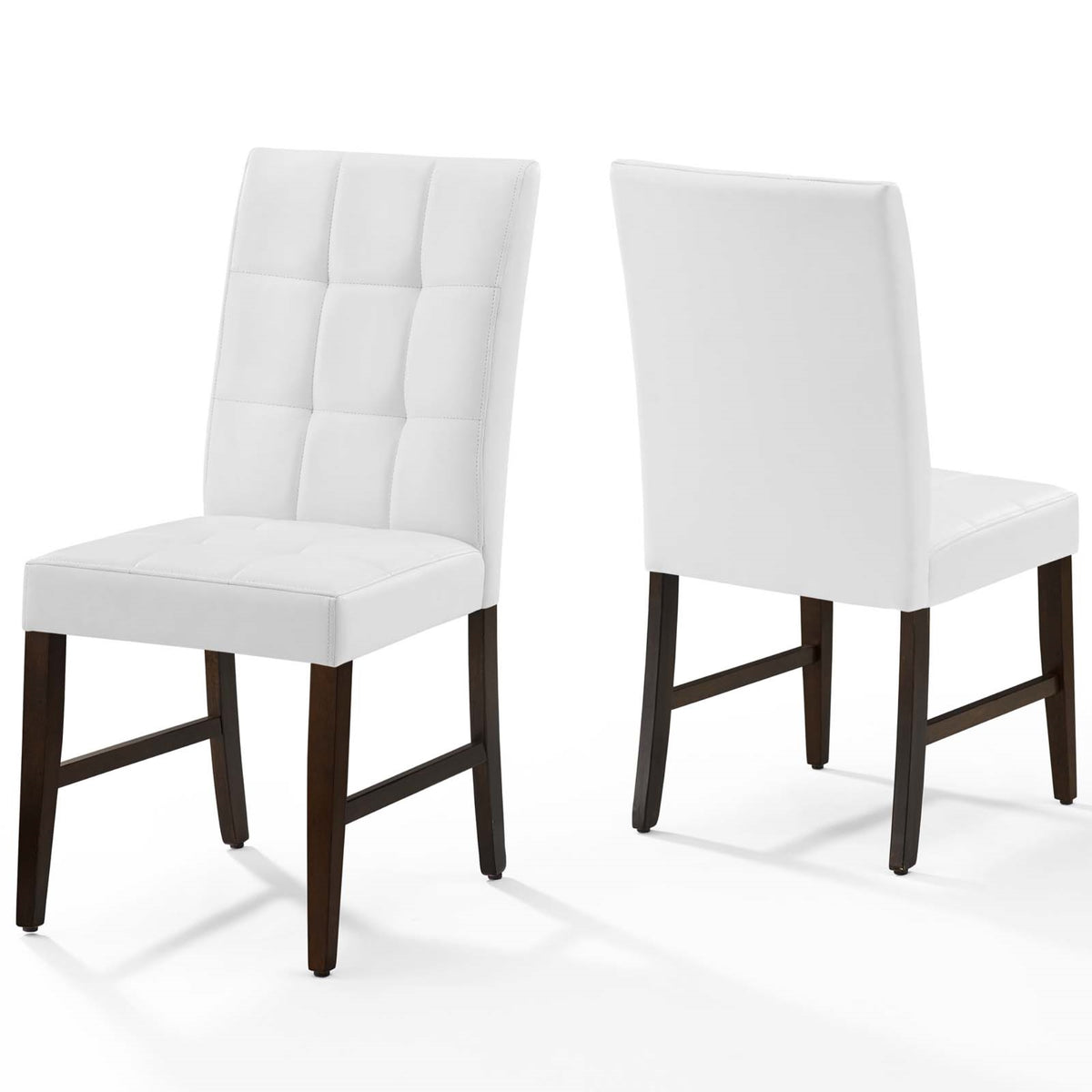 Promulgate Biscuit Tufted Upholstered Faux Leather Dining Side Chair Set Of 2 White
