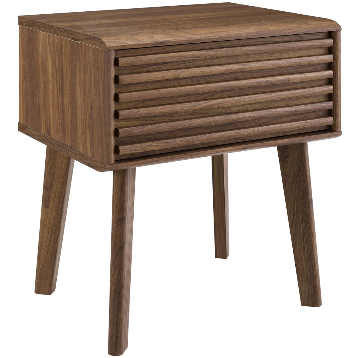 Render End Table Nightstand - Mid-Century Modern Walnut Grain Laminate ...
