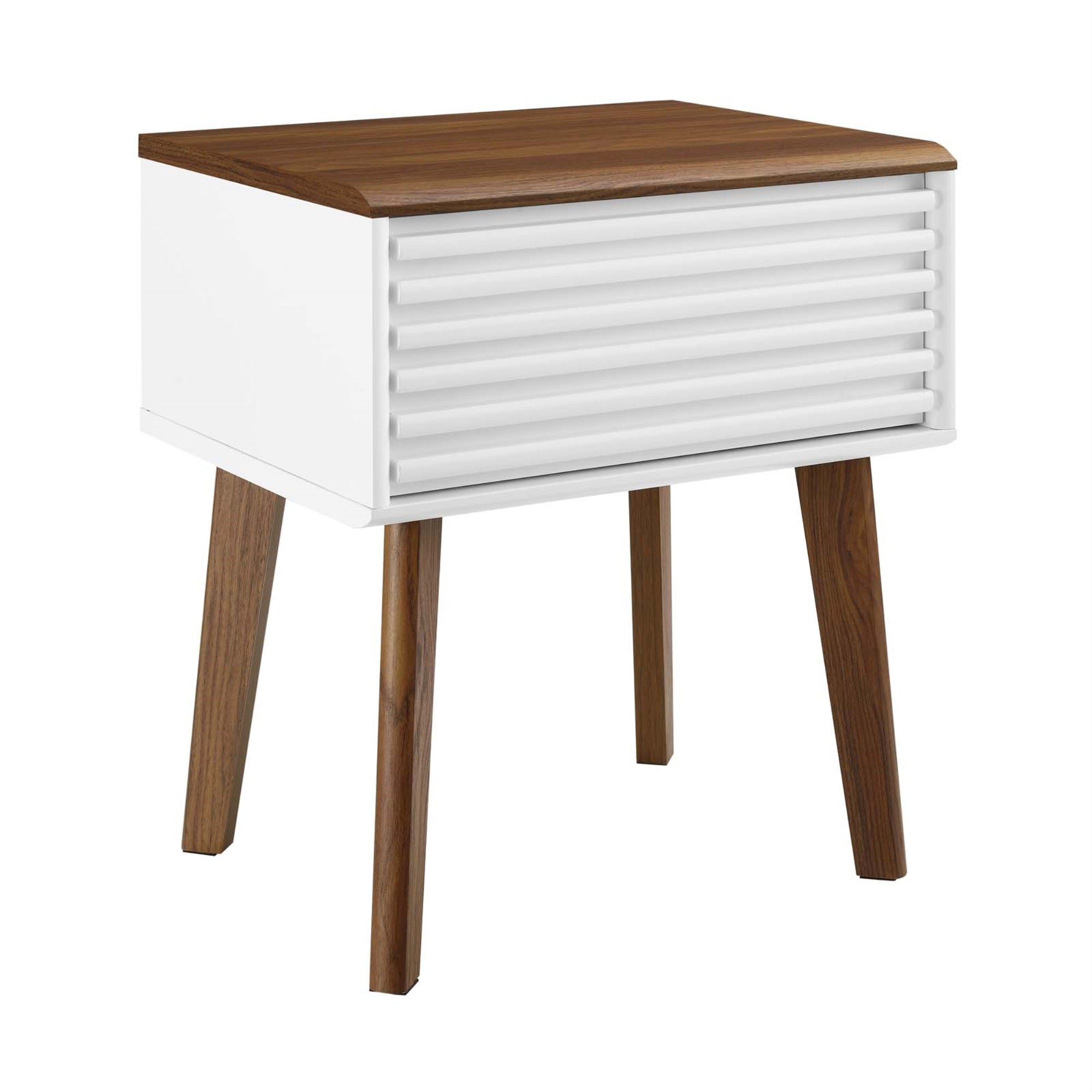 Mid-Century Modern Render End Table With Storage Drawer - Walnut
