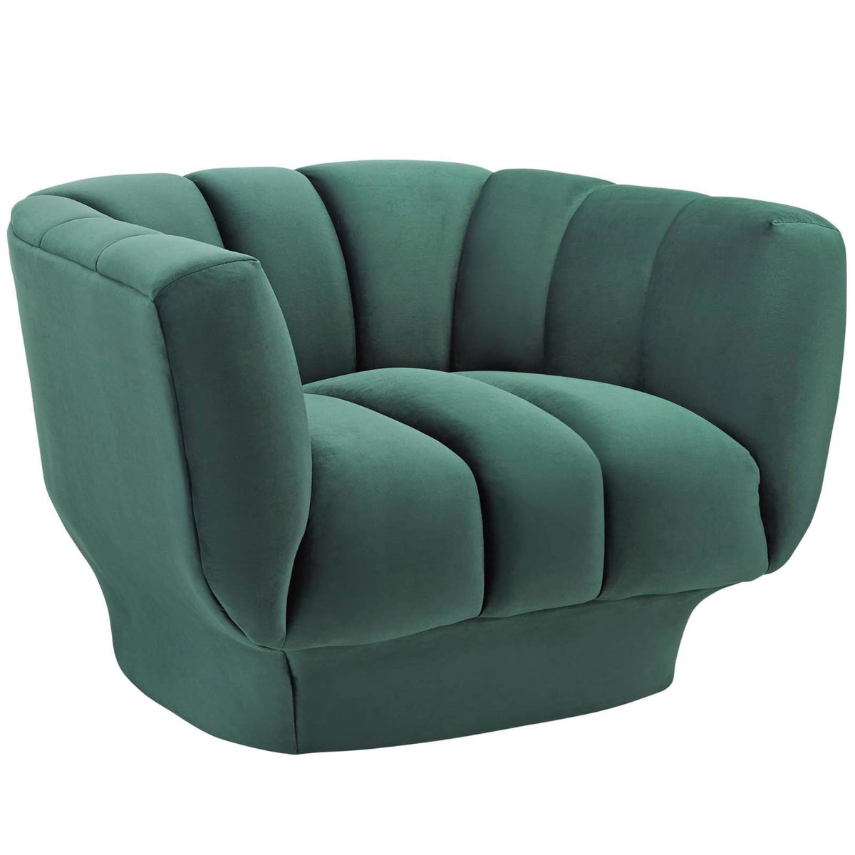 Casafoyer Entertain Vertical Channel Tufted Performance Velvet Accent Lounge Armchair In Green